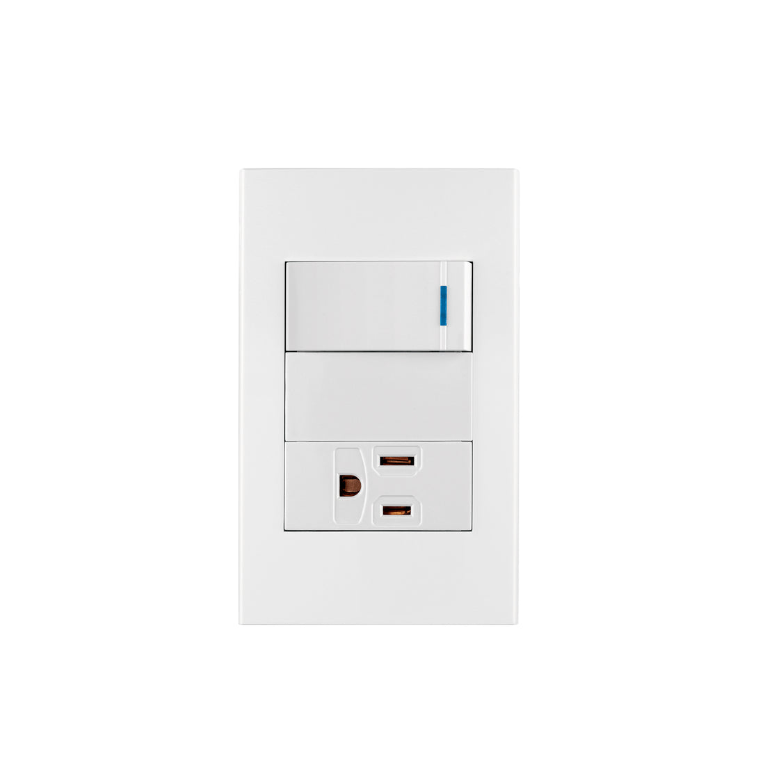 Placa armada 1 interruptor,1 contacto,1mod, Española, blanco