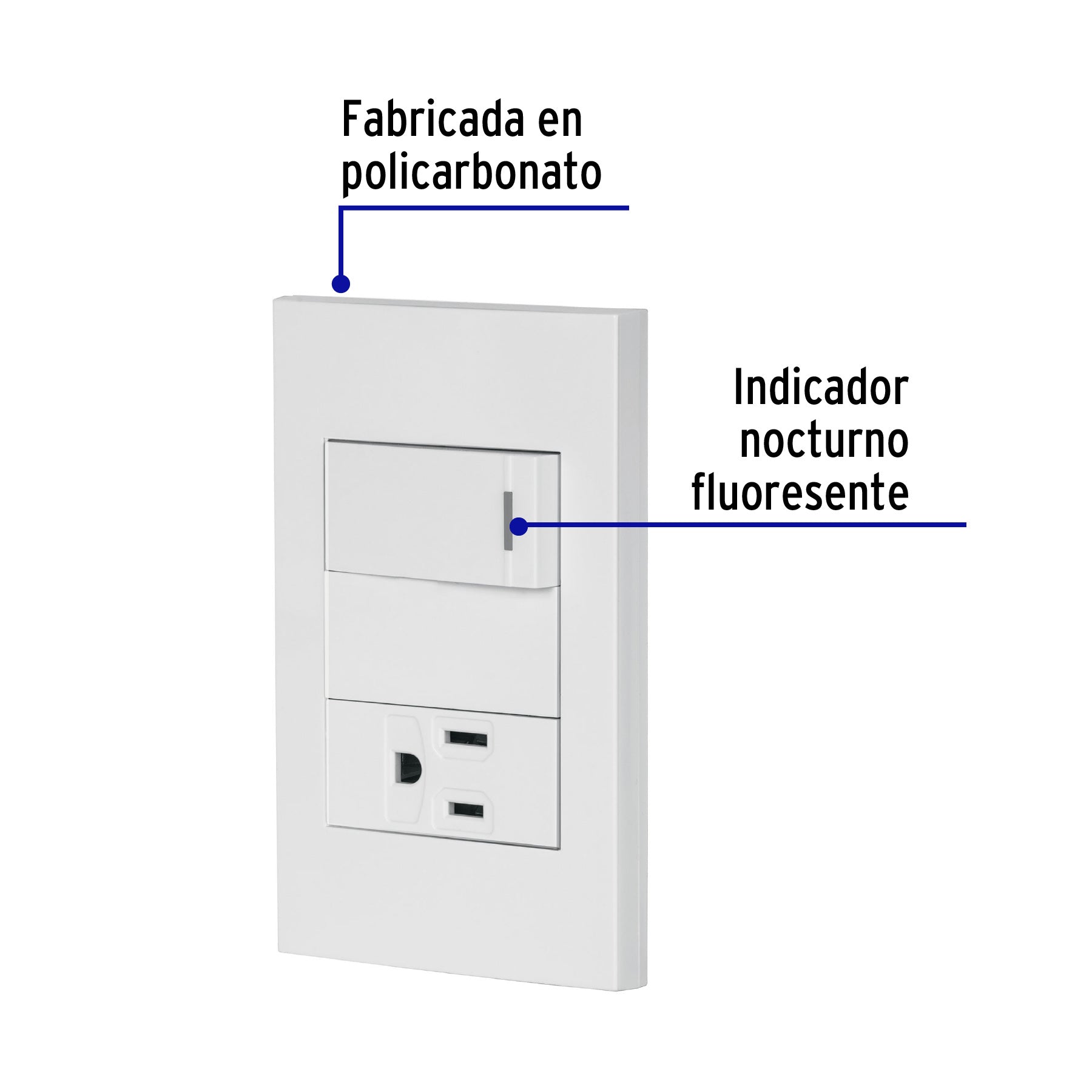 Placa armada 1 interruptor,1 contacto,1mod, Española, blanco