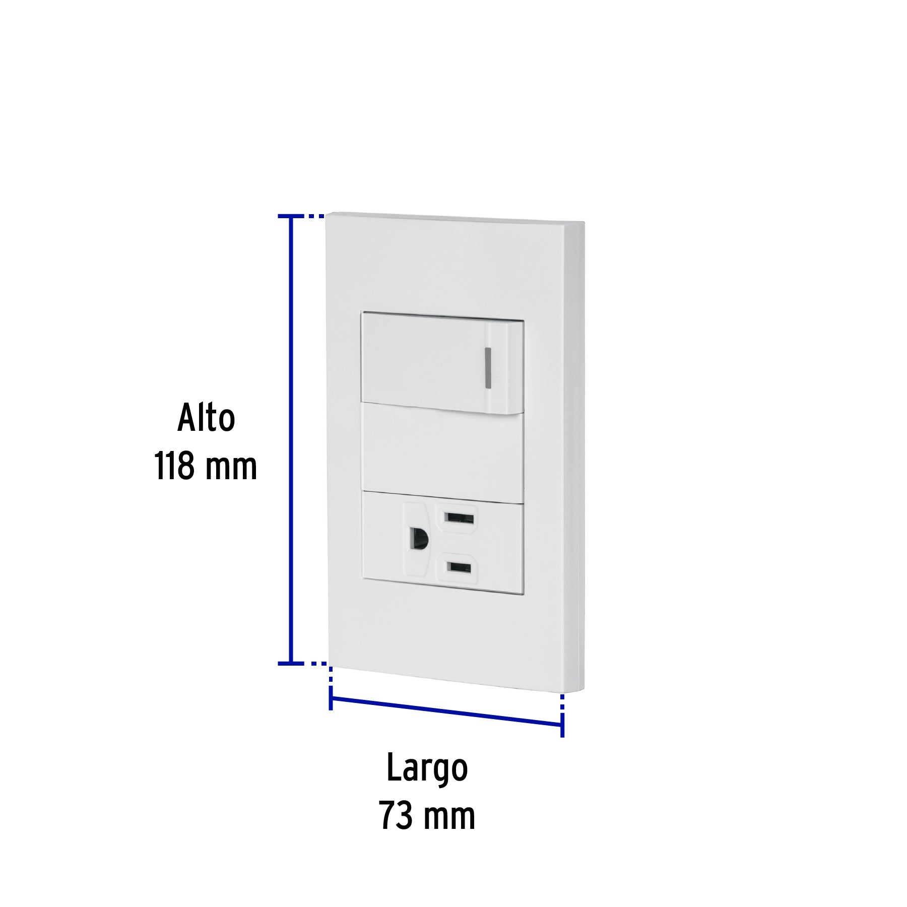 Placa armada 1 interruptor,1 contacto,1mod, Española, blanco