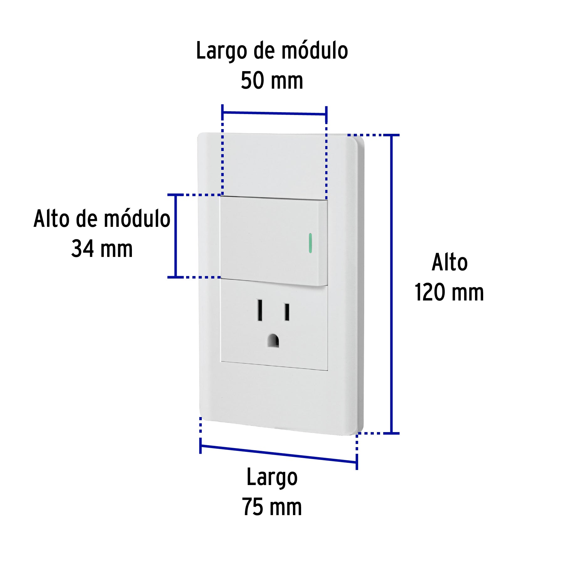 Placa armada blanca interruptor y contacto 1.5 mód, Lisboa