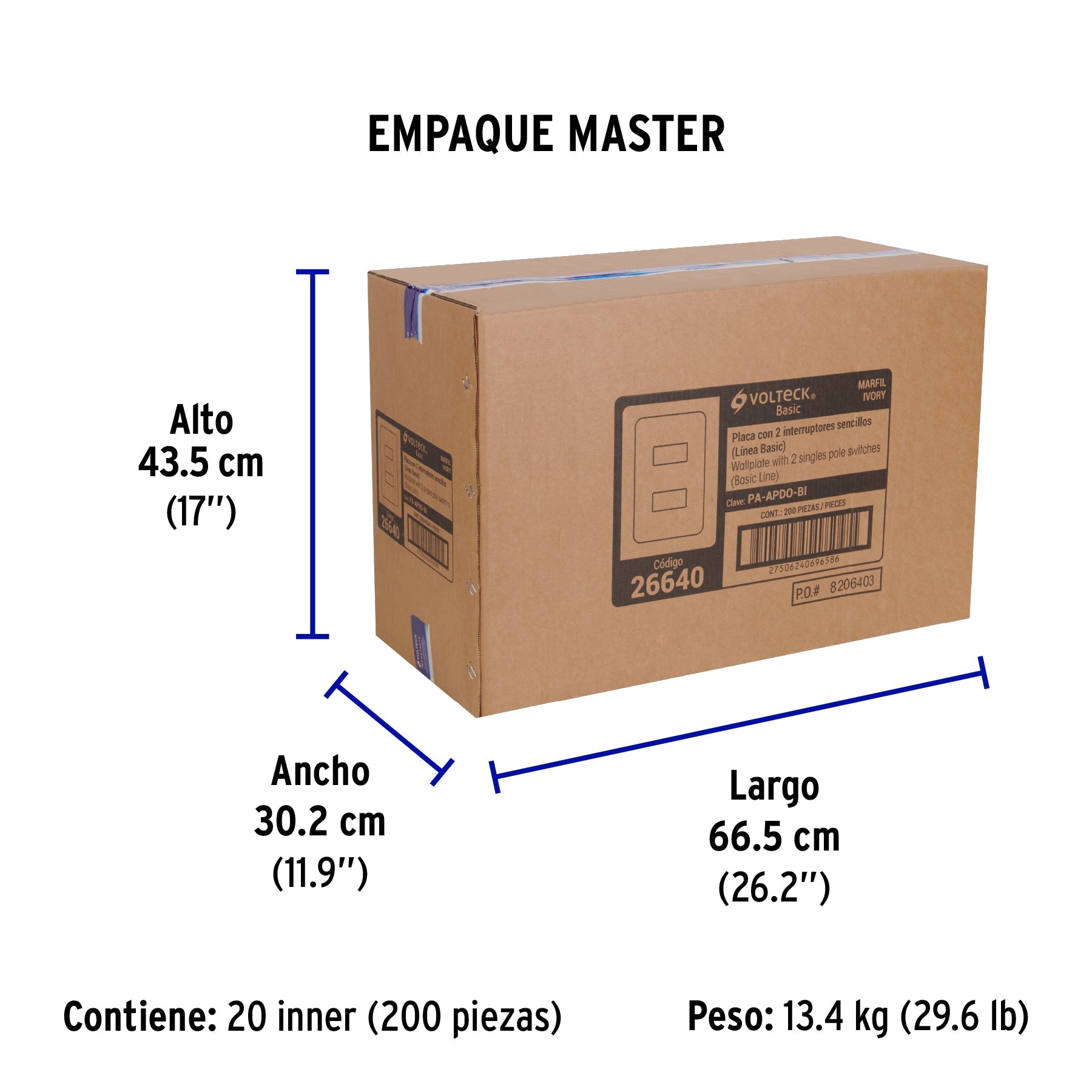 Placa armada, 2 interruptores, marfil, VOLTECK - Empaque