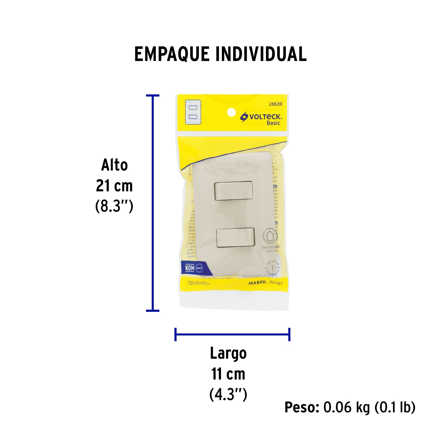 Placa armada 1 interruptor y 1 escalera, marfil, BASIC - Empaque