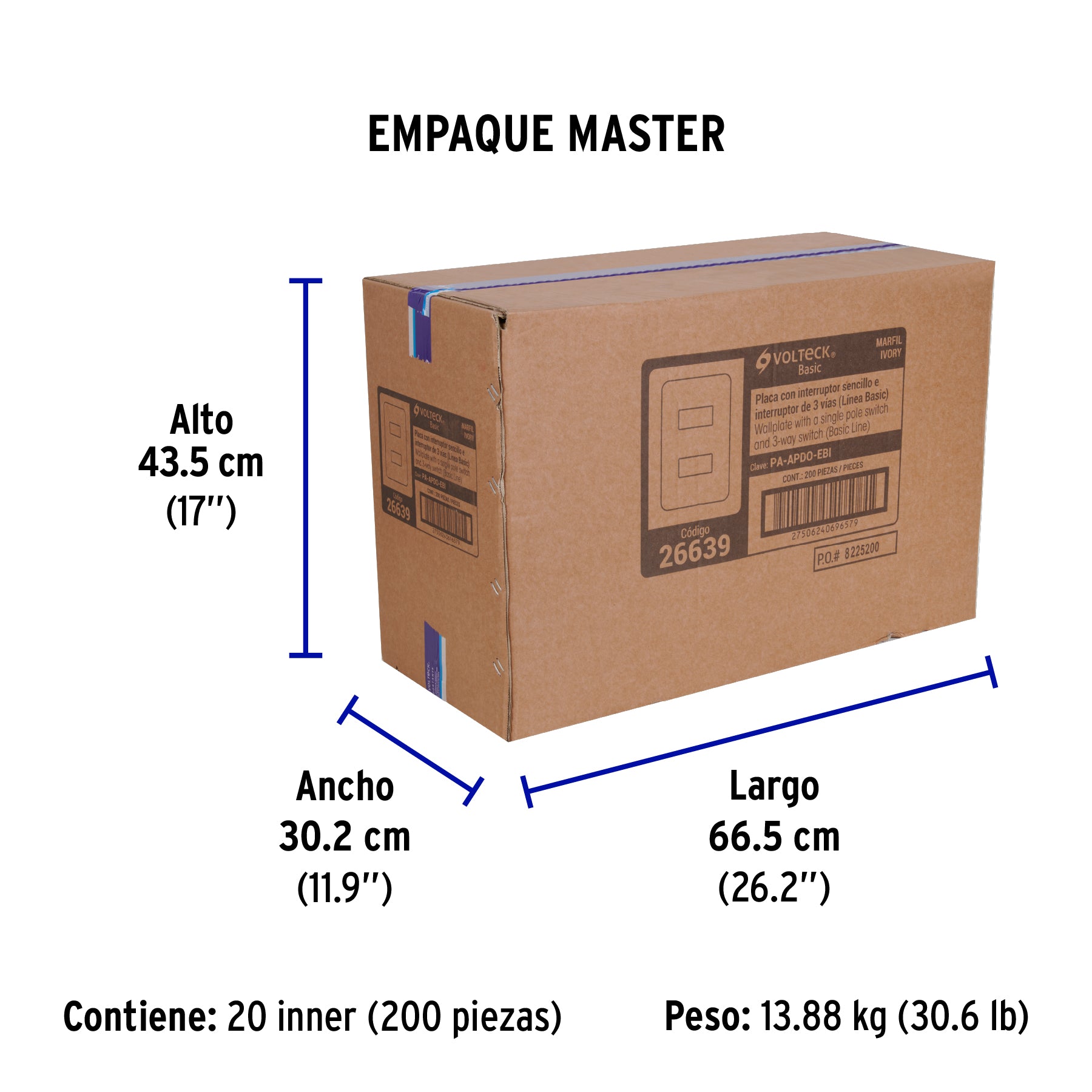 Placa armada 1 interruptor y 1 escalera, marfil, BASIC - Empaque