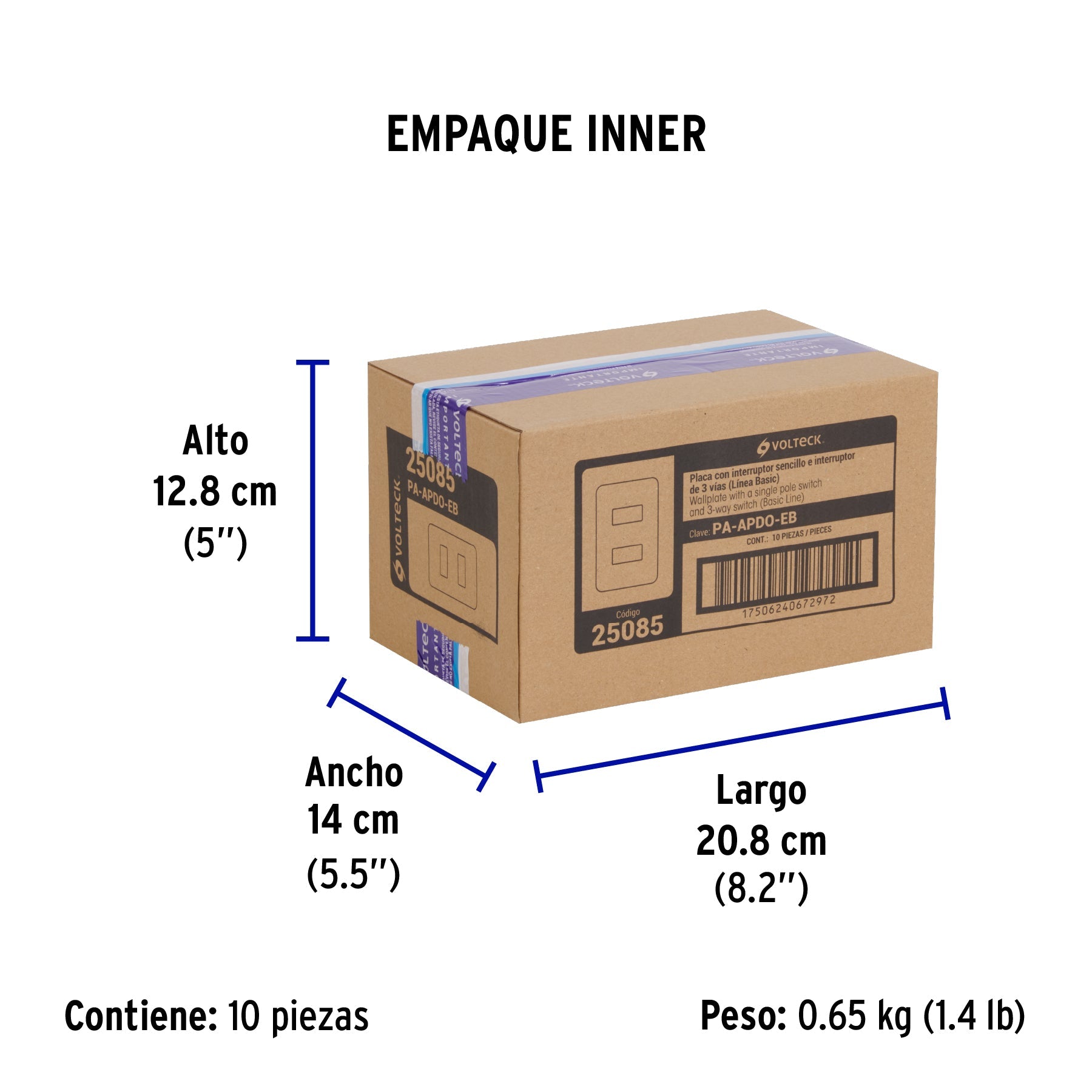 Placa armada 1 interruptor sencillo + 1 de 3 vías, BASIC - Empaque