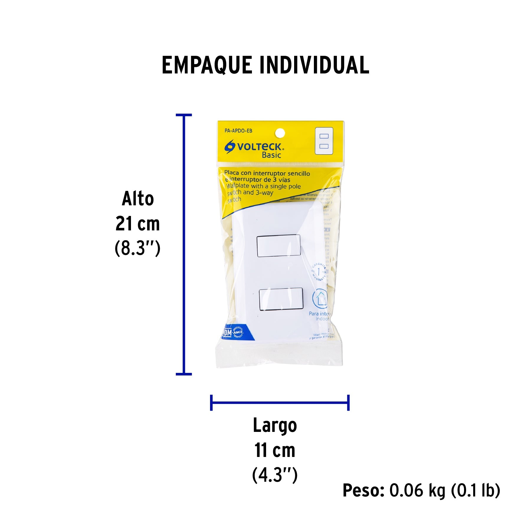 Placa armada 1 interruptor sencillo + 1 de 3 vías, BASIC - Empaque