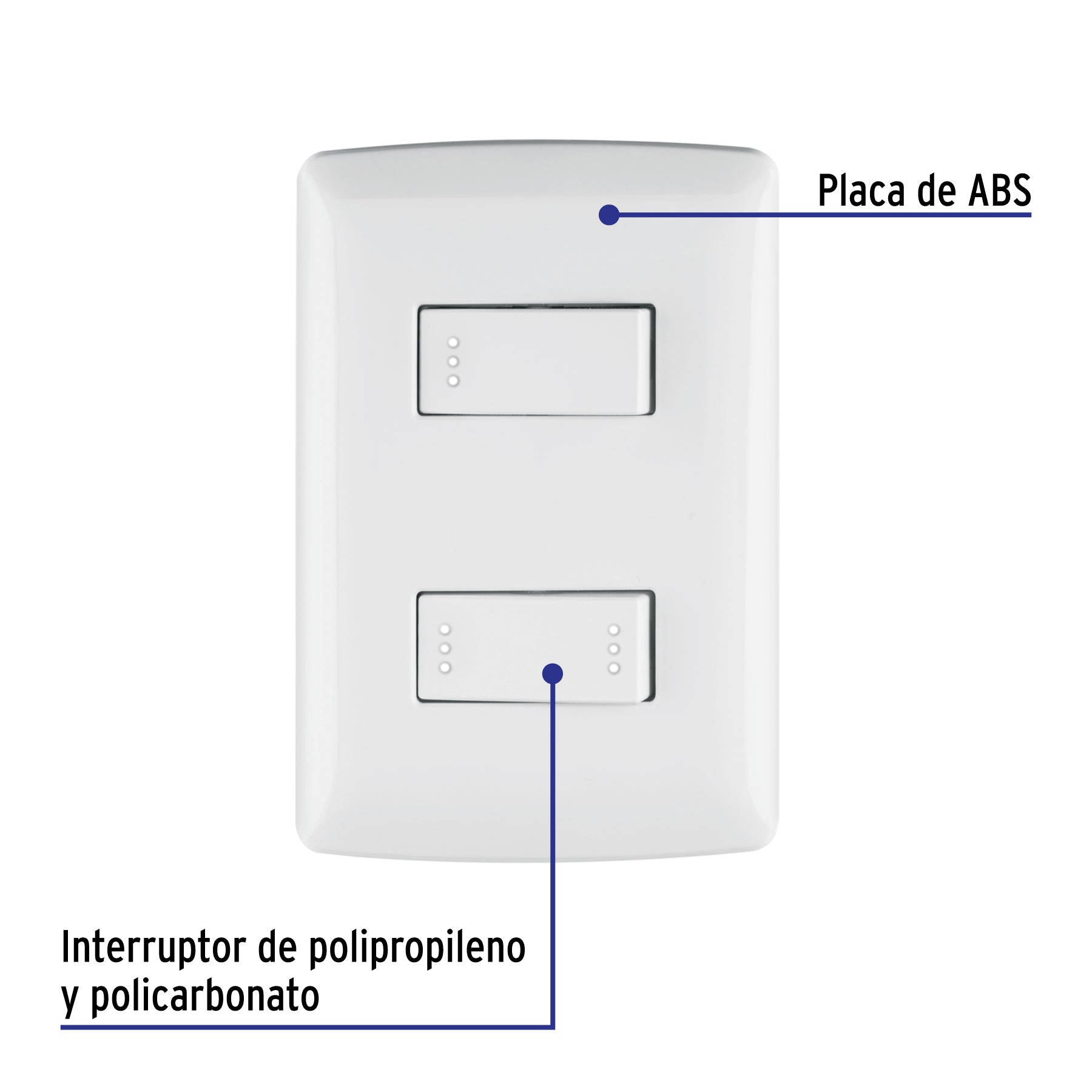 Placa armada 1 interruptor 1 escalera,blanco, línea Italiana