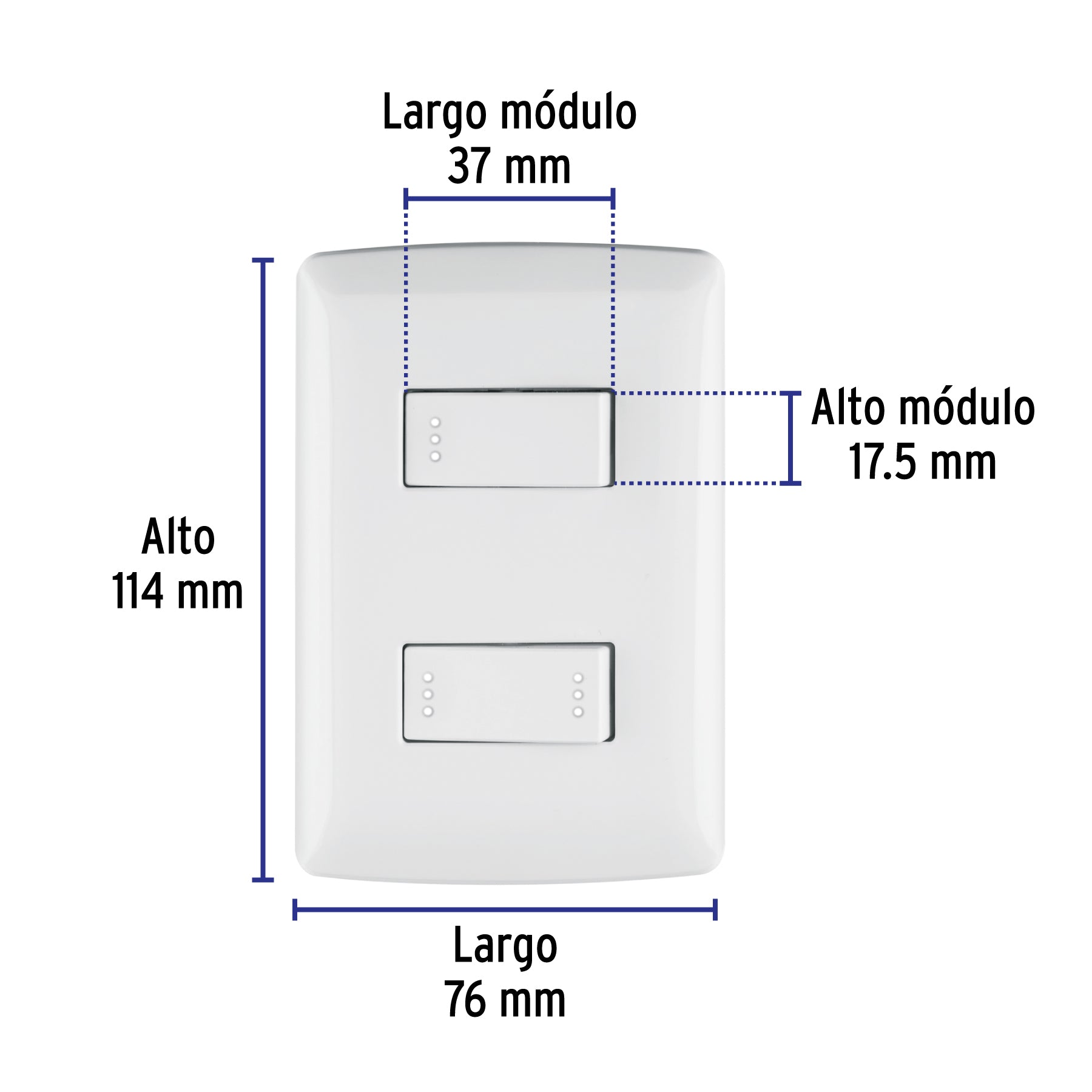 Placa armada 1 interruptor 1 escalera,blanco, línea Italiana