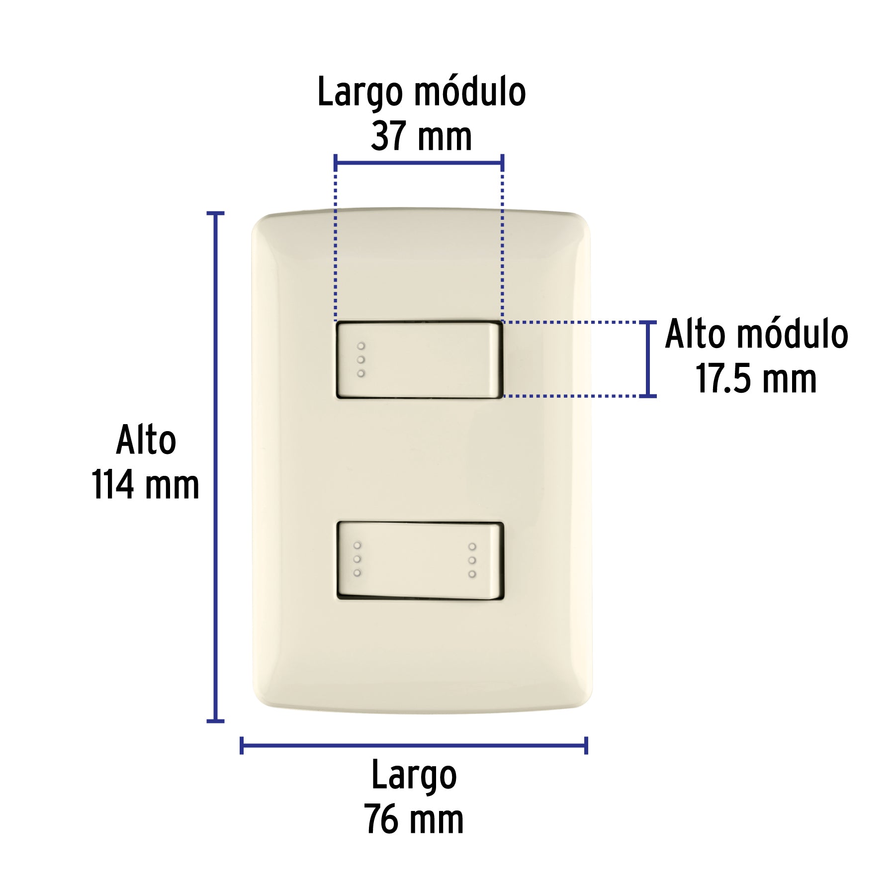 Placa armada 1 interruptor escalera, marfil, línea Italiana