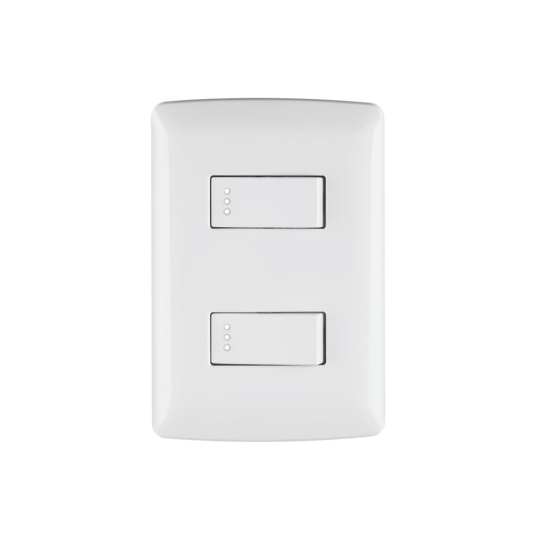 Placa armada, 2interruptores sencillos,blanco,línea Italiana