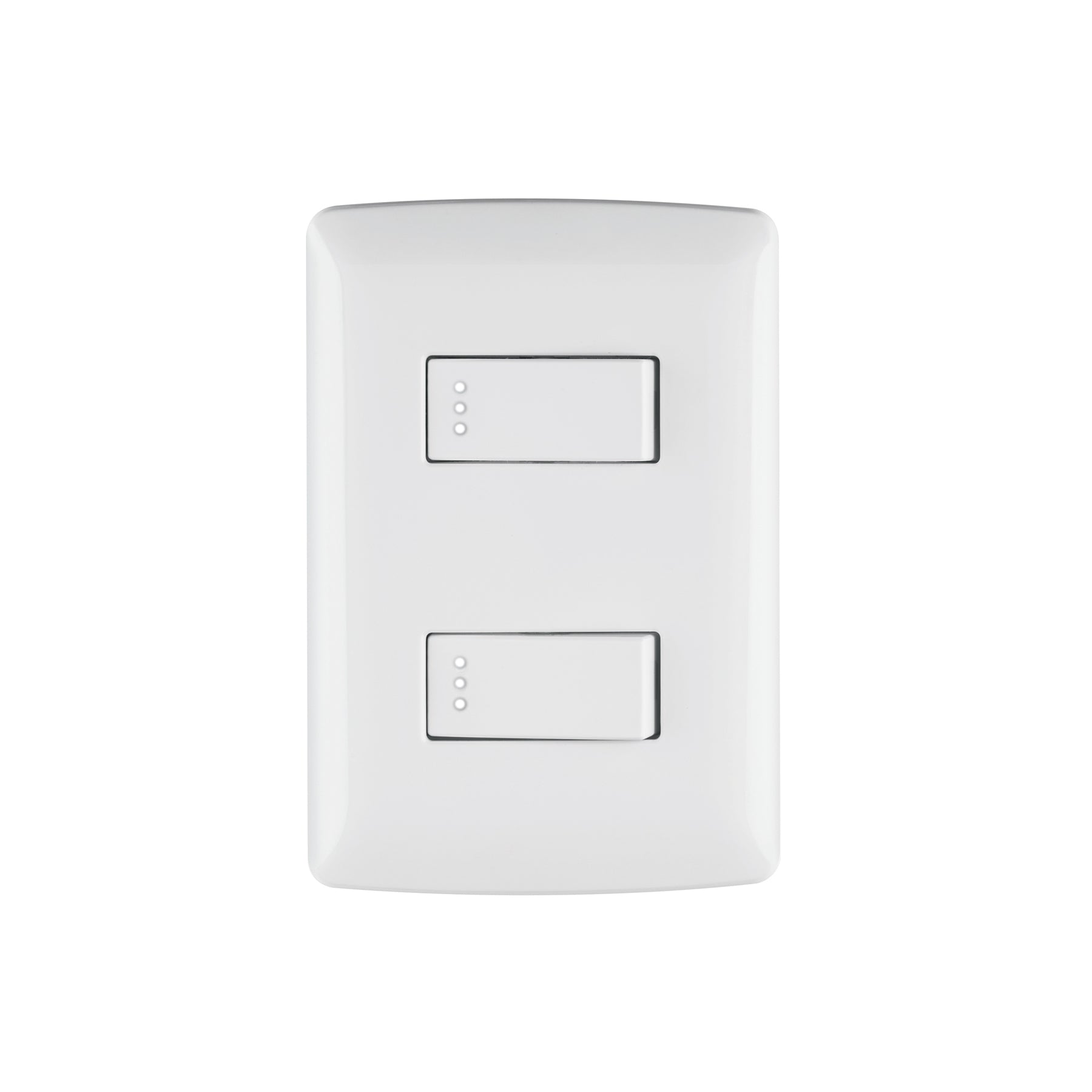 Placa armada, 2interruptores sencillos,blanco,línea Italiana
