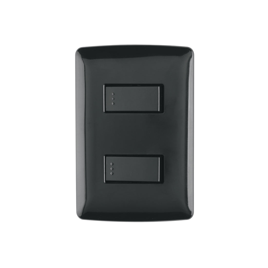 Placa armada, 2 interruptores sencillos,negro,línea Italiana