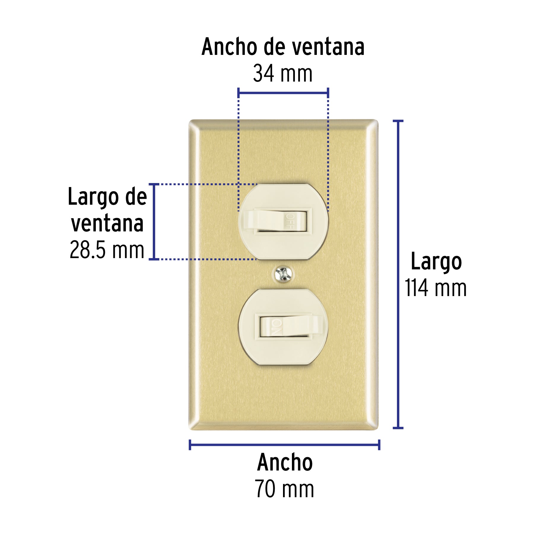 Placa armada 2 interruptor sencillo, línea Standard,aluminio
