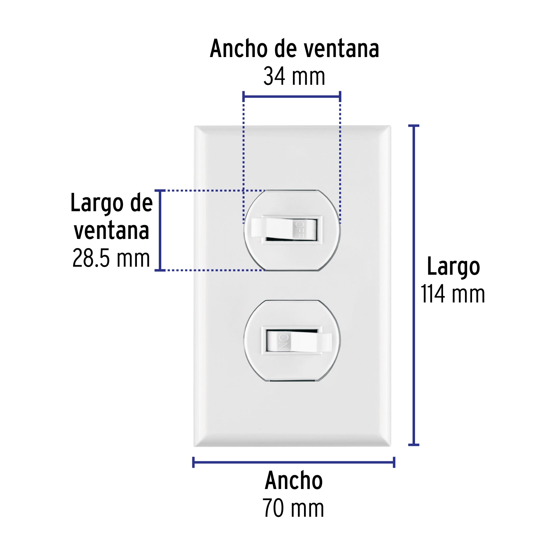 Placa armada 2 interruptores sencillo,blanca, Línea Standard