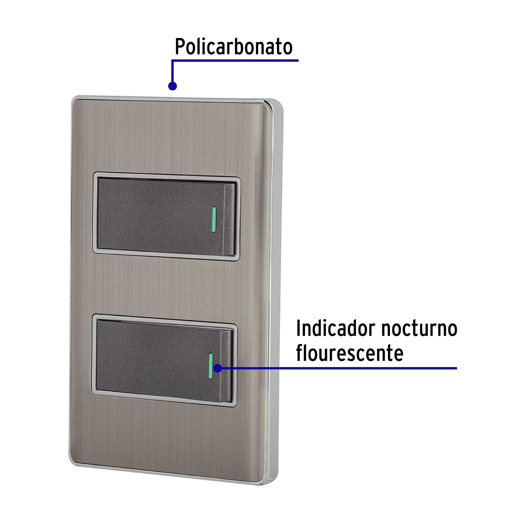 Placa armada acero 1 interruptor y 1 de 3 vías 1 mód, Lisboa