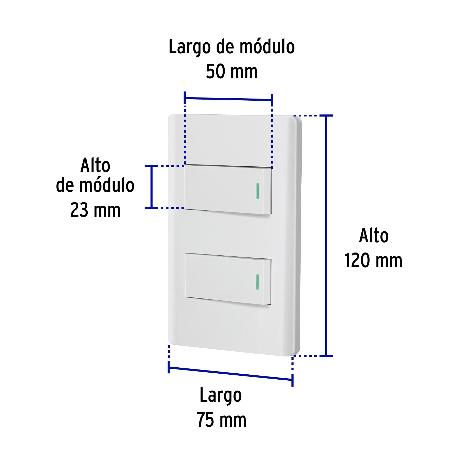 Placa armada blanca 1 interruptor y 1 de 3 vías 1 mód,Lisboa