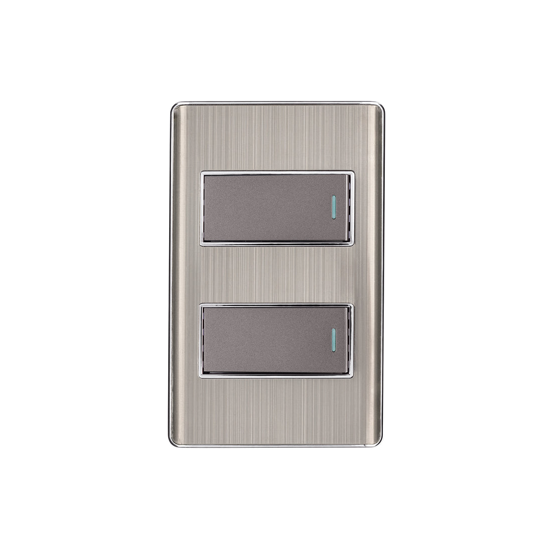 Placa armada acero inox con 2 interruptores 1 módulo, Lisboa