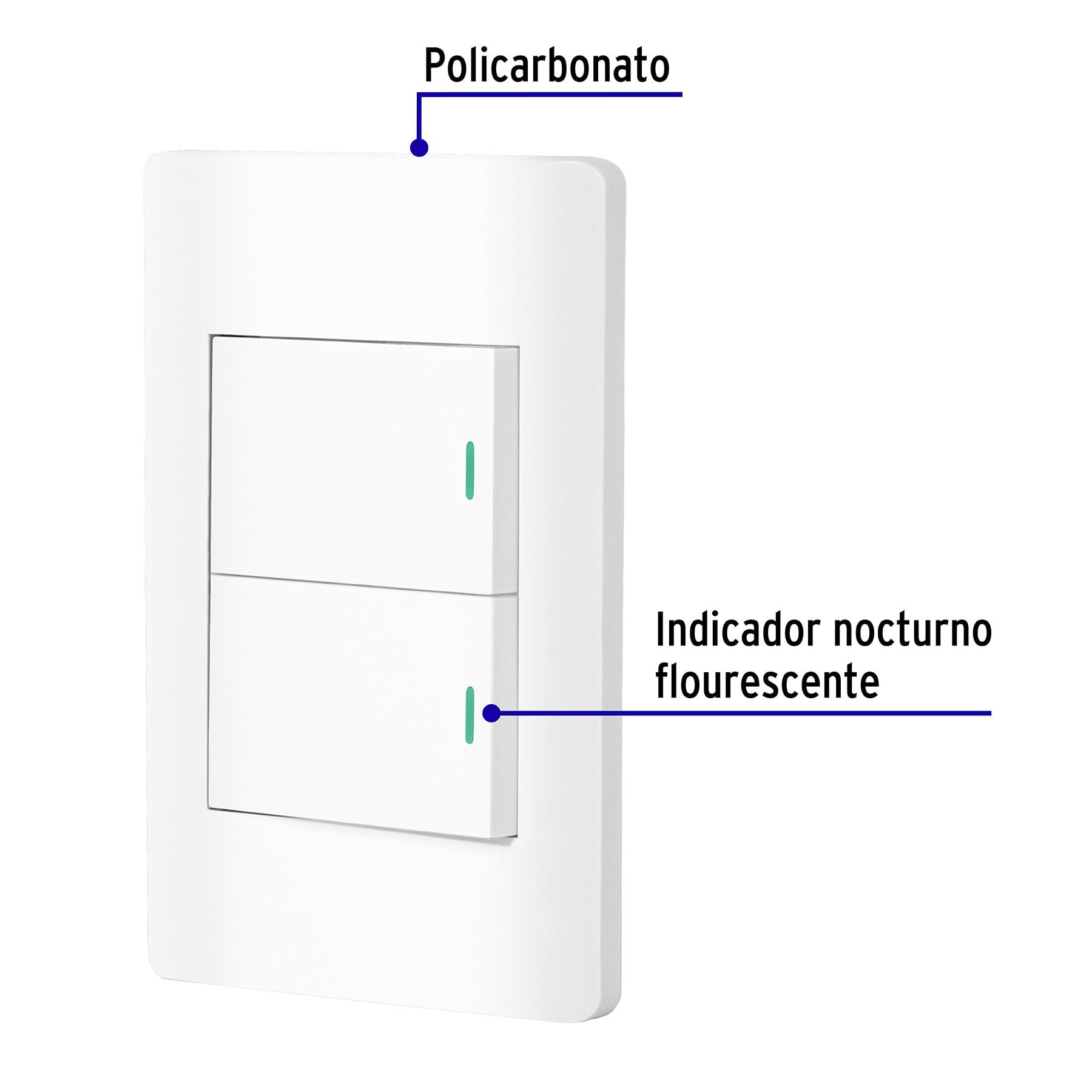 Placa armada blanca 1 interruptor y 1 de 3vías 1.5mód,Lisboa