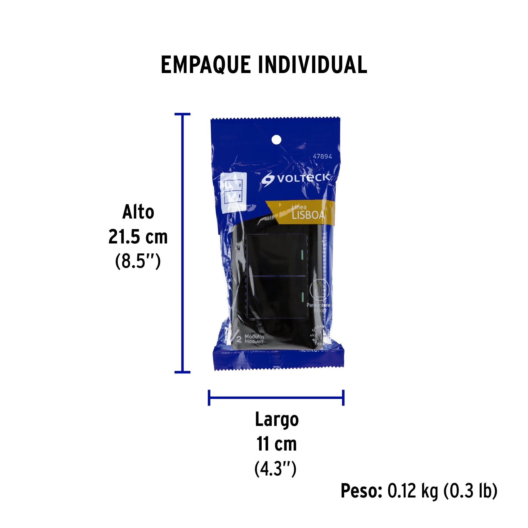 Placa armada negra 1 interruptor y 1 de 3vías 1.5mód,Lisboa - Empaque