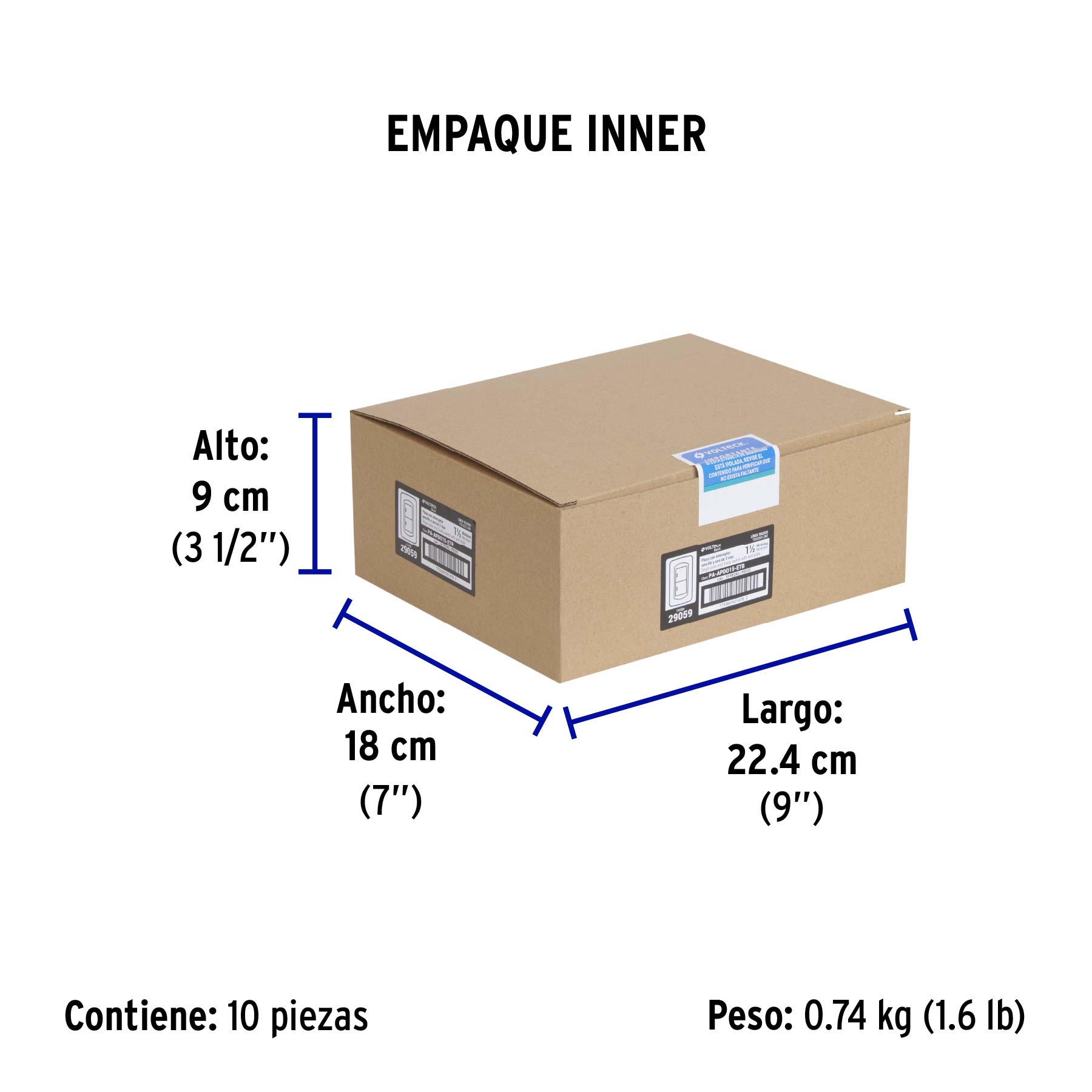 Placa armada 1 interruptor y 1 de 3 vías 1.5 mód, Toledo - Empaque