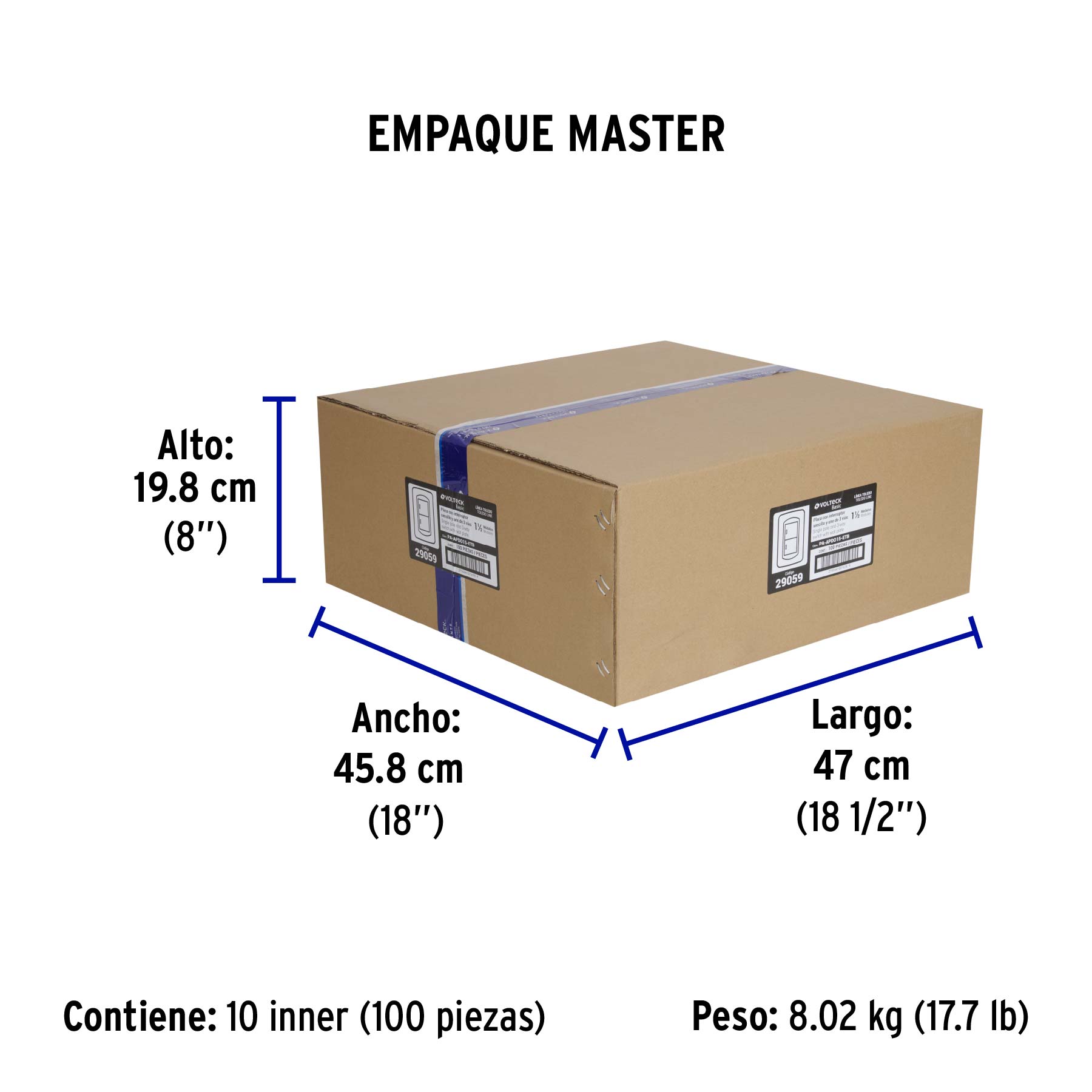 Placa armada 1 interruptor y 1 de 3 vías 1.5 mód, Toledo - Empaque