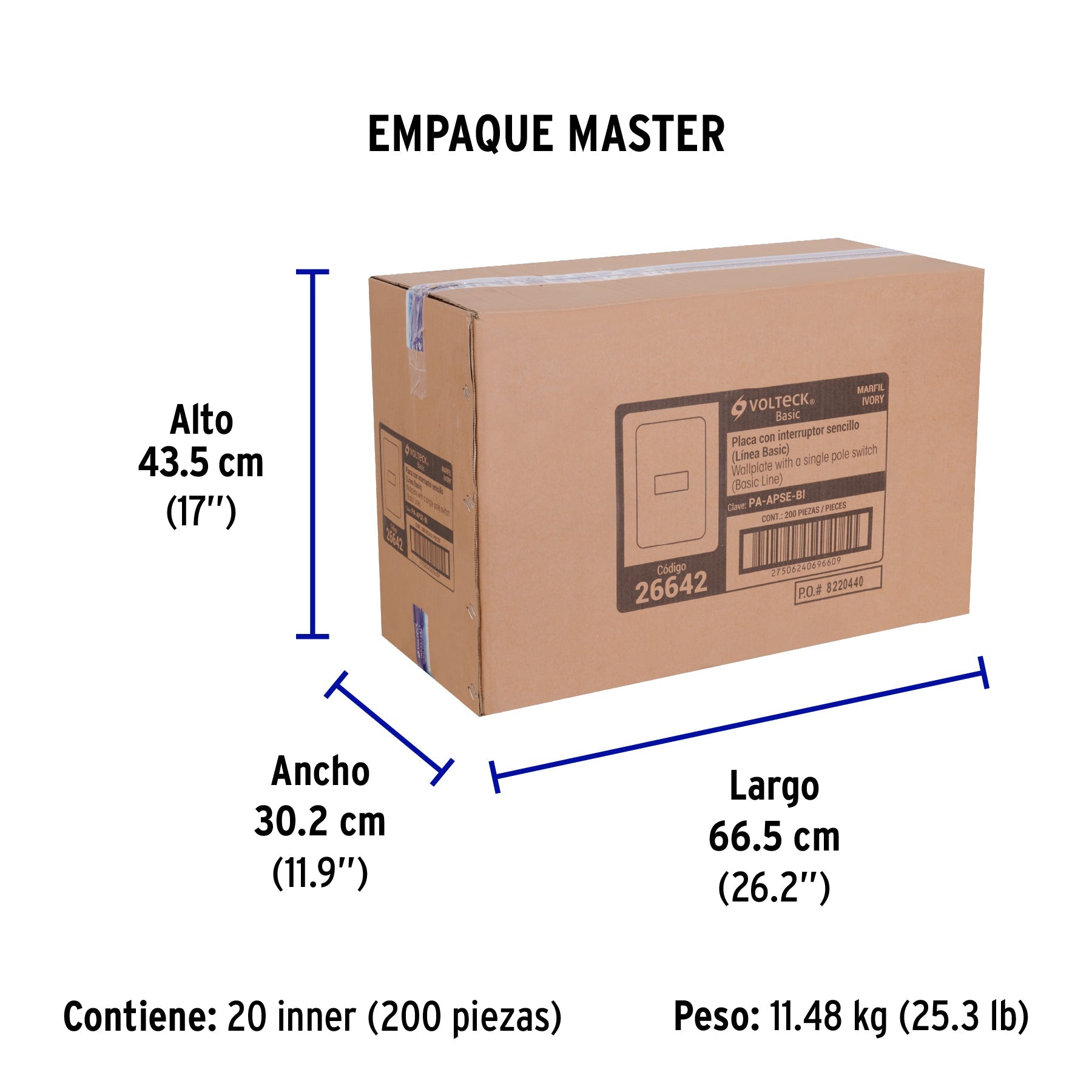 Placa armada 1 interruptor sencillo, marfil, VOLTECK - Empaque
