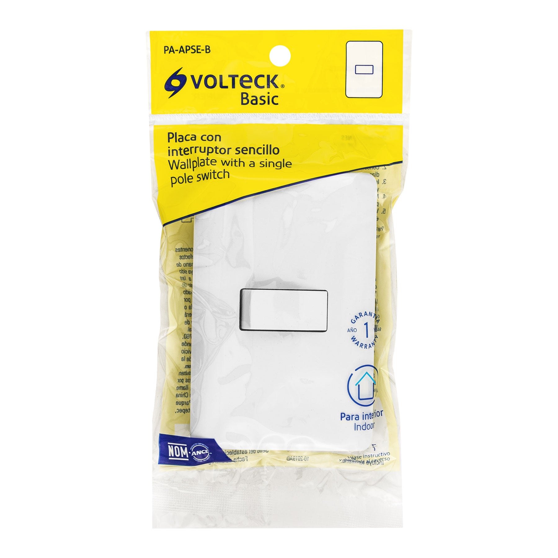 Placa armada con 1 interruptor sencillo, VOLTECK BASIC