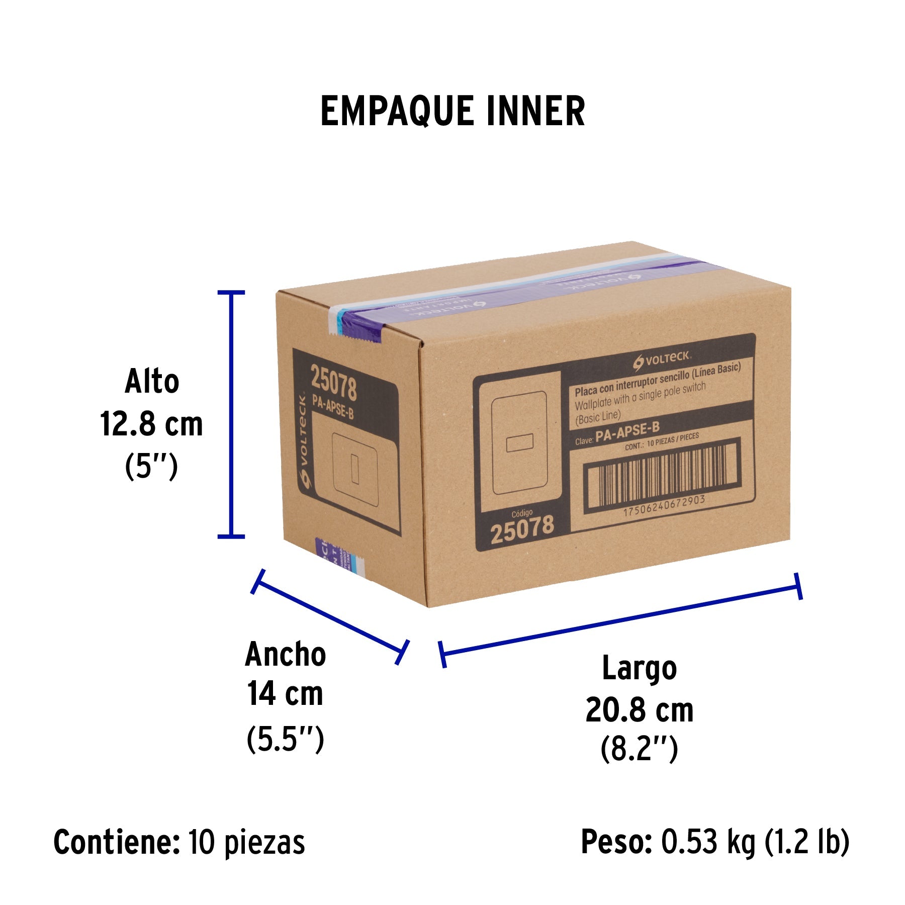 Placa armada con 1 interruptor sencillo, VOLTECK BASIC - Empaque
