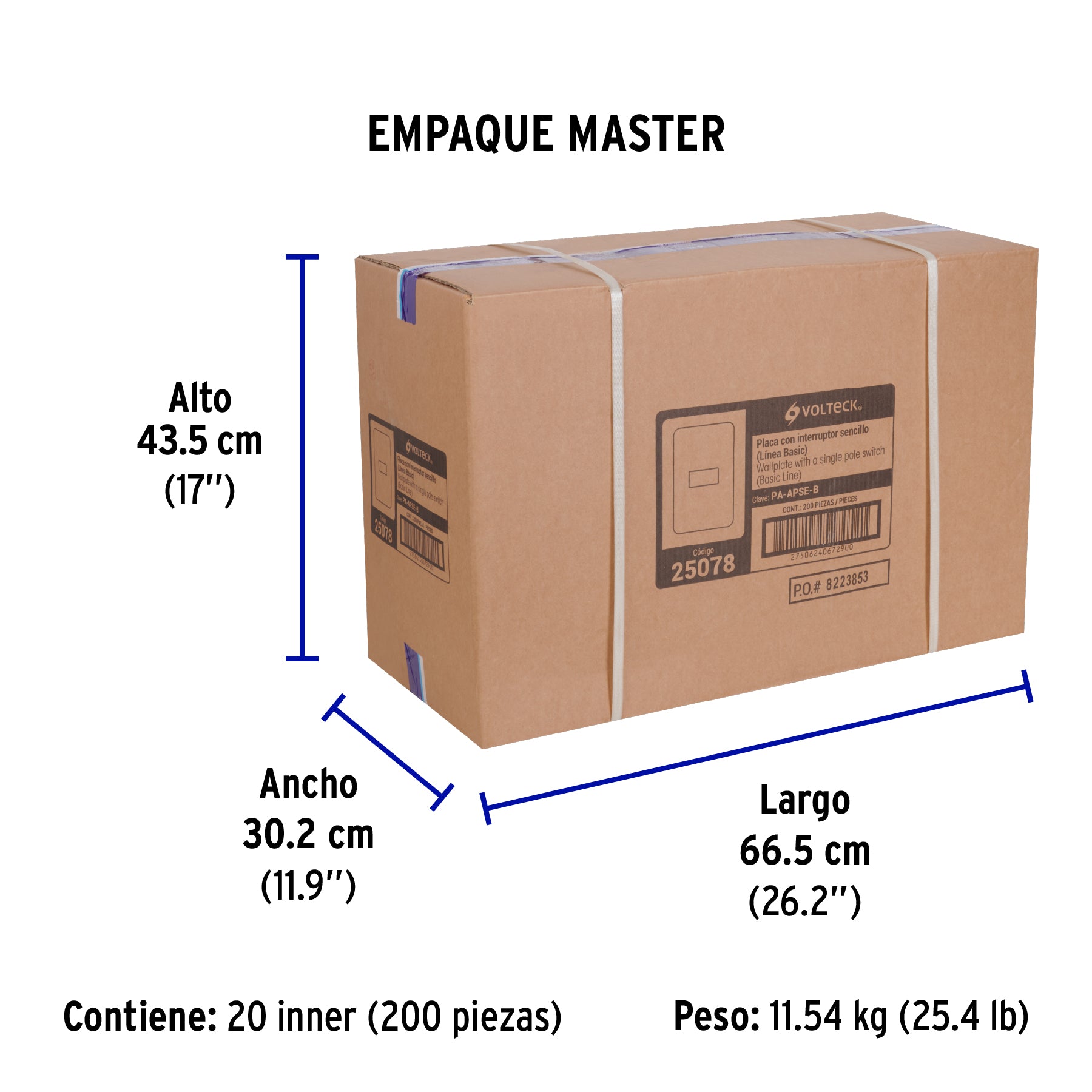 Placa armada con 1 interruptor sencillo, VOLTECK BASIC - Empaque