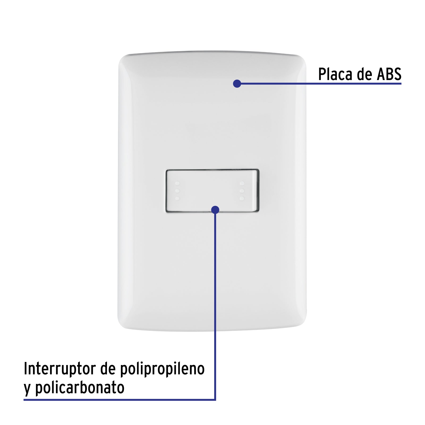 Placa armada 1 interruptor escalera, blanco, línea Italiana