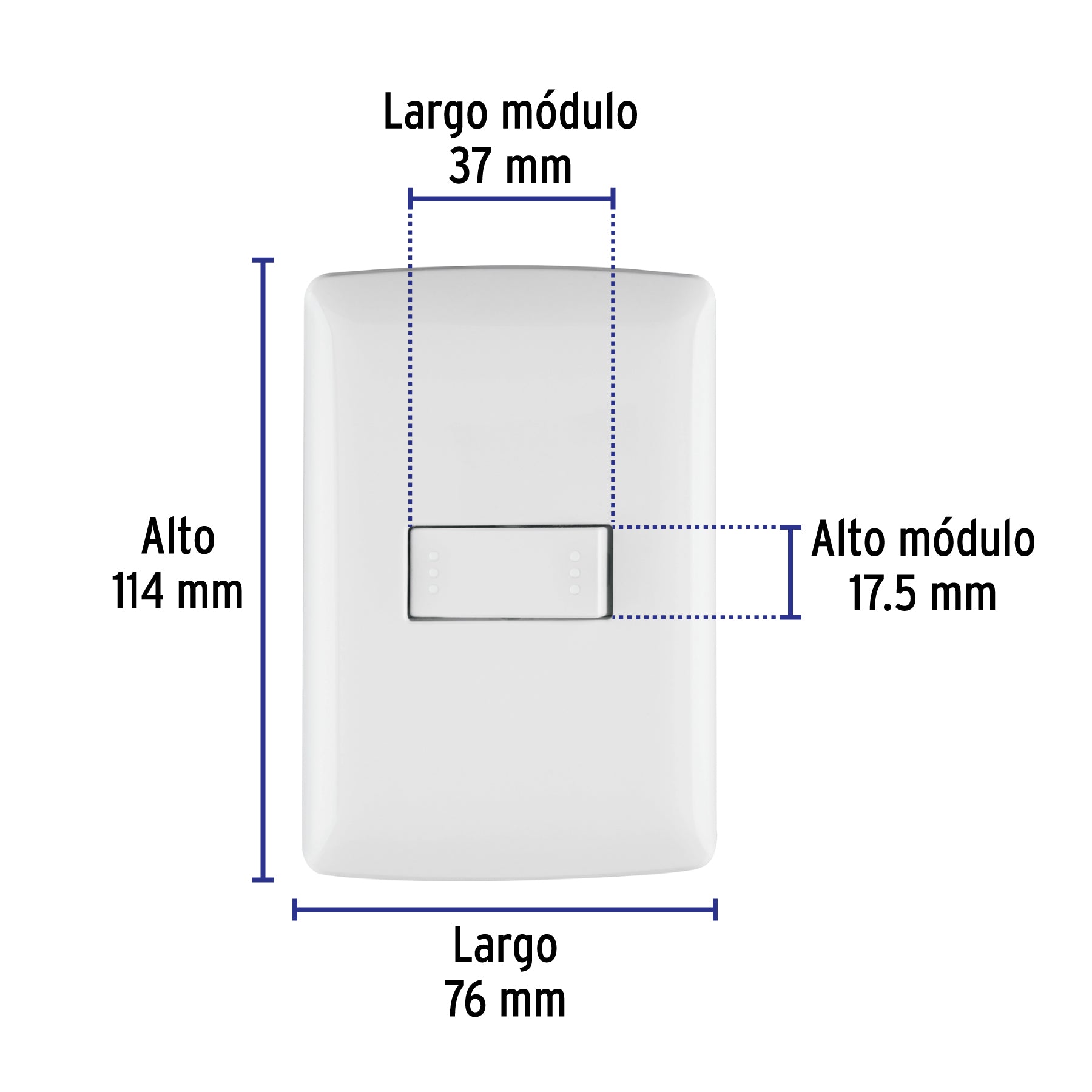 Placa armada 1 interruptor escalera, blanco, línea Italiana