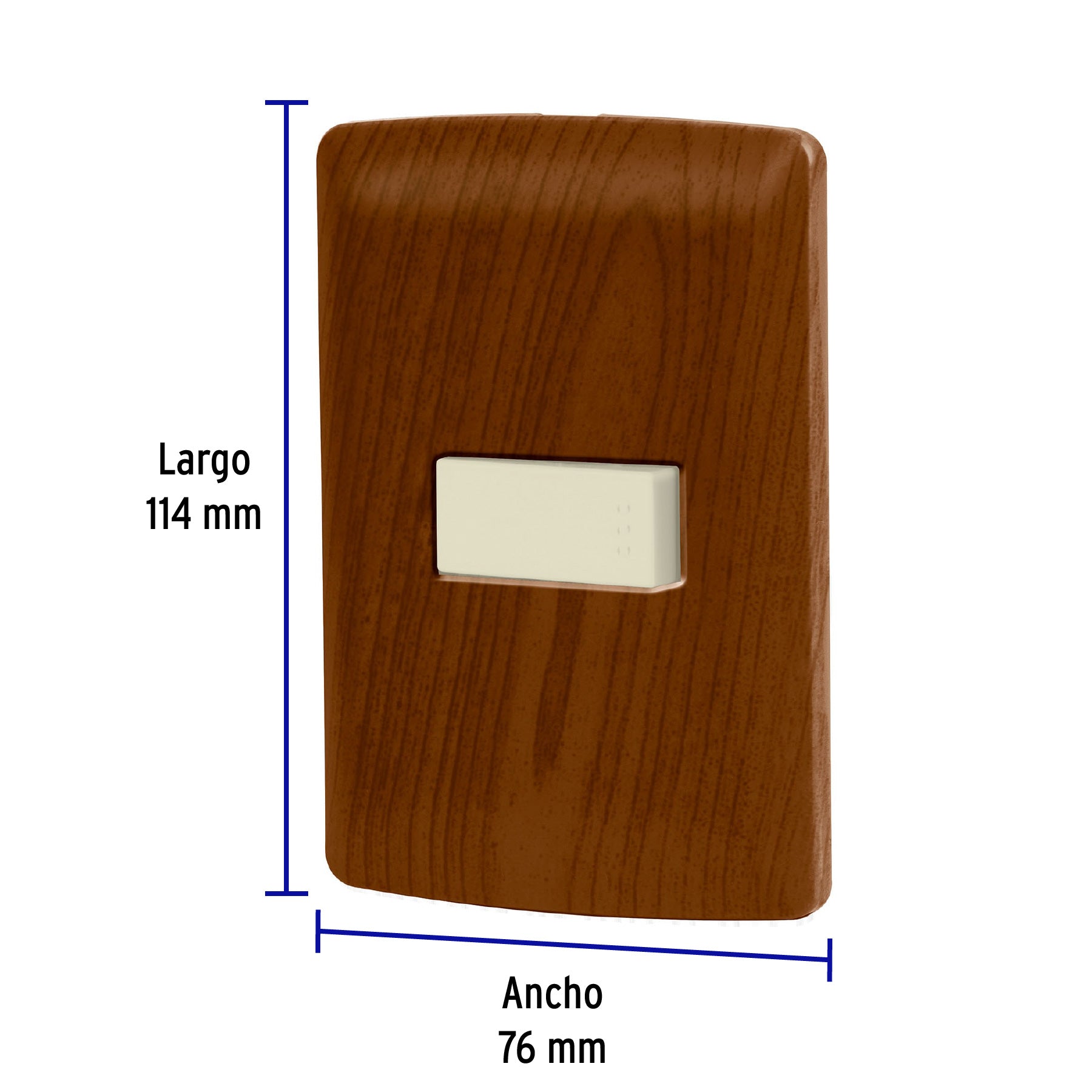 Placa armada 1 interruptor escalera, madera, línea Italiana