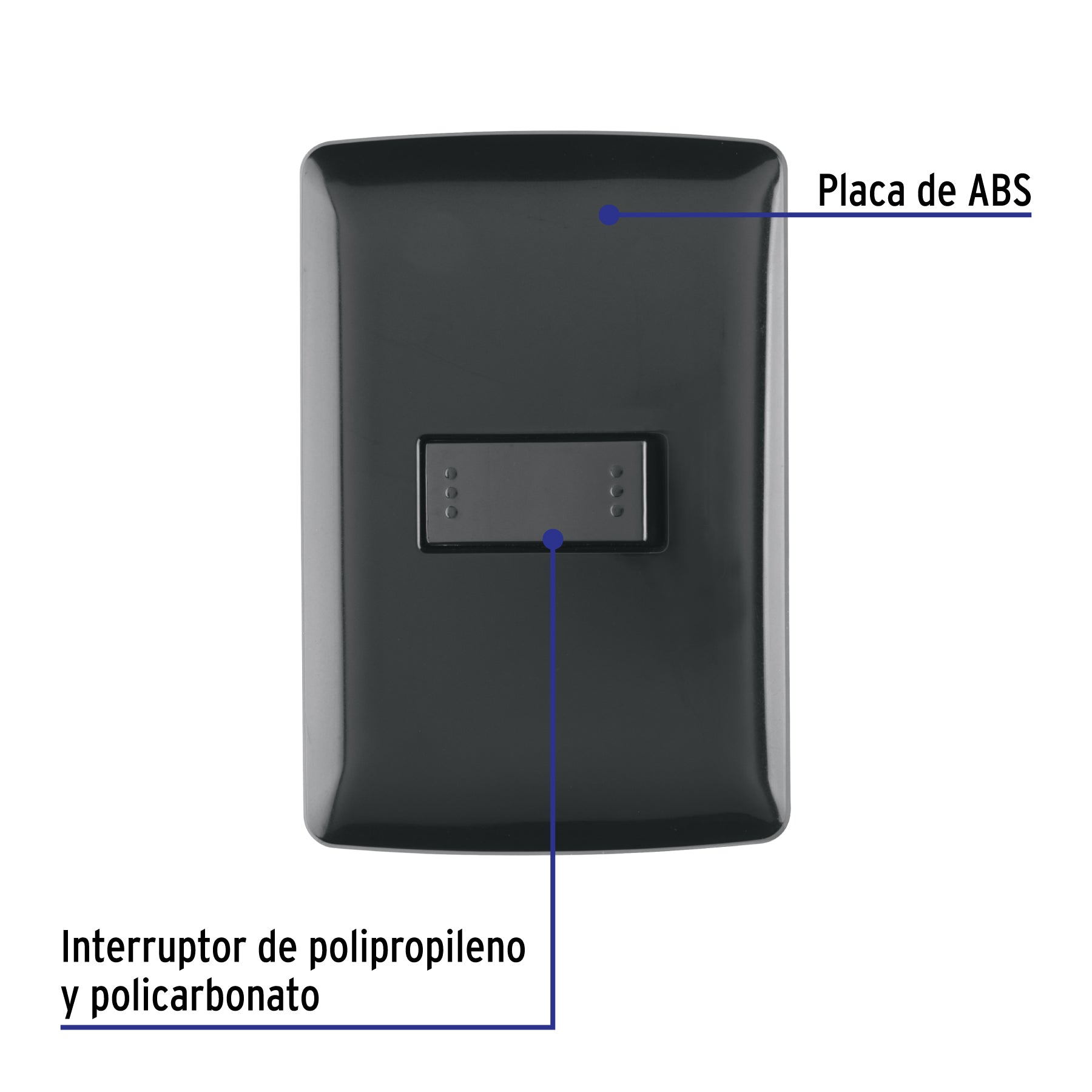 Placa armada 1 interruptor escalera, negro, línea Italiana