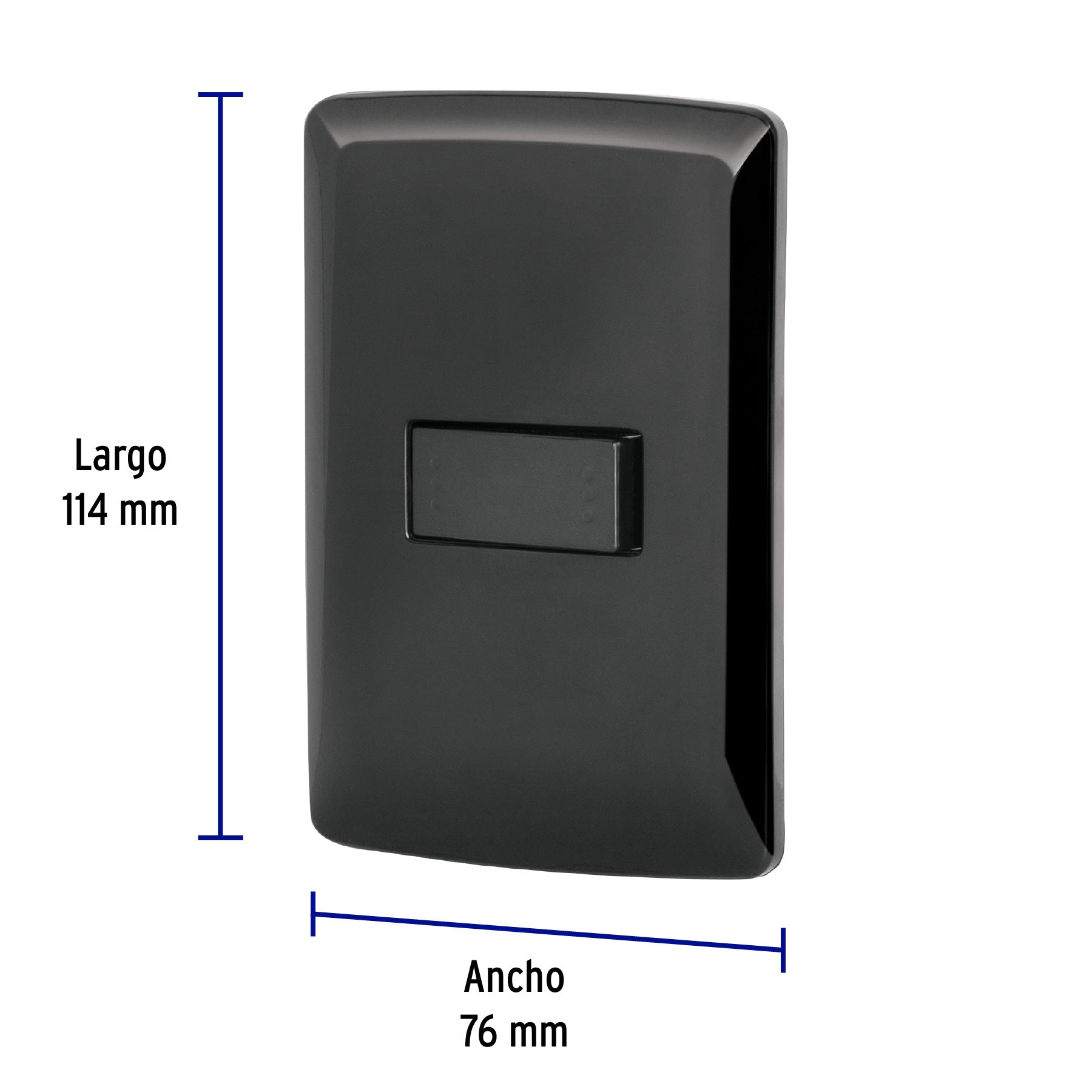 Placa armada 1 interruptor escalera, negro, línea Italiana