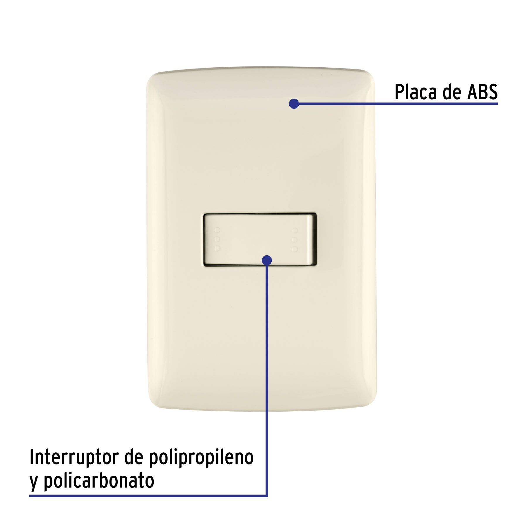 Placa armada 1 interruptor escalera marfil, línea Italiana