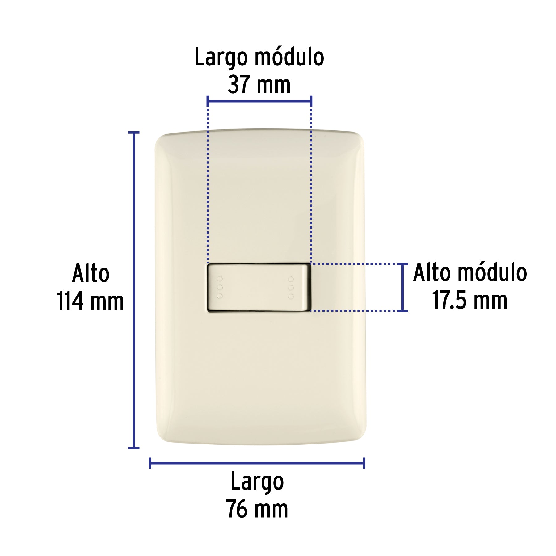 Placa armada 1 interruptor escalera marfil, línea Italiana