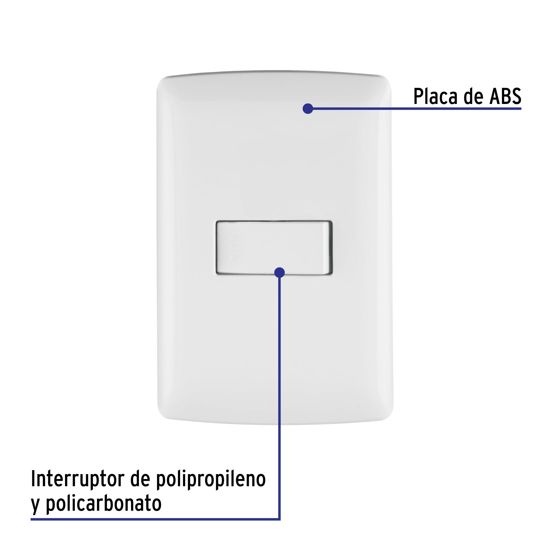 Placa armada 1 interruptor sencillo, blanco, línea Italiana
