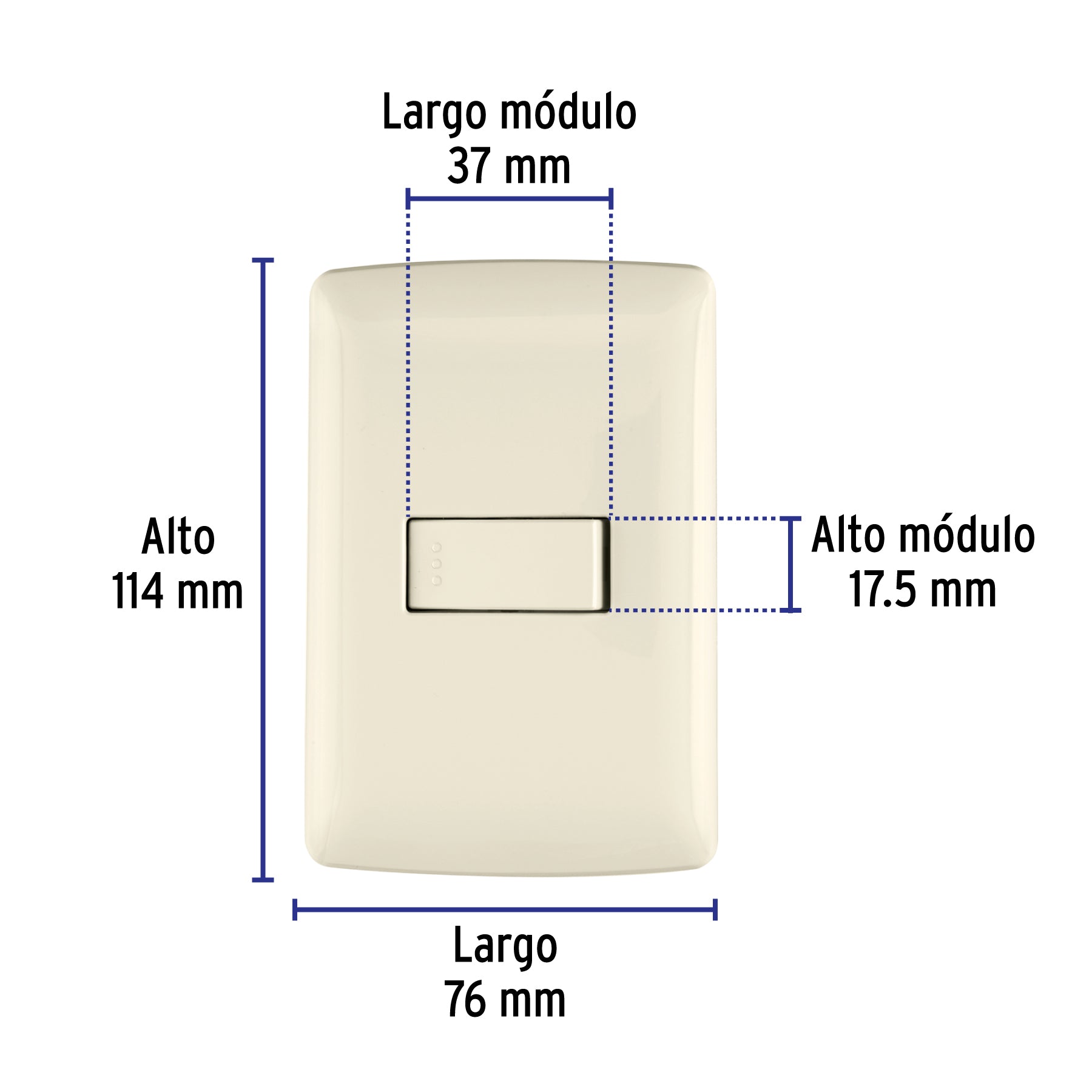 Placa armada 1 interruptor sencillo, marfil, línea Italiana