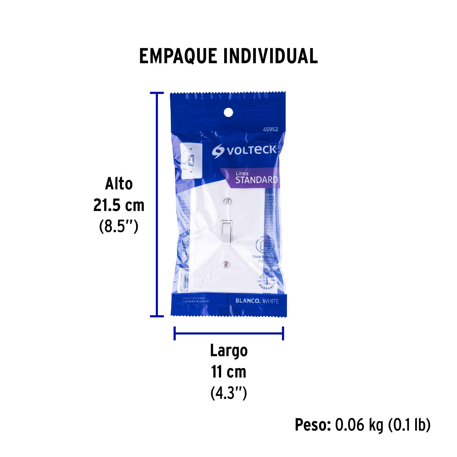 Placa armada interruptor sencillo, línea Standard, blanco - Empaque
