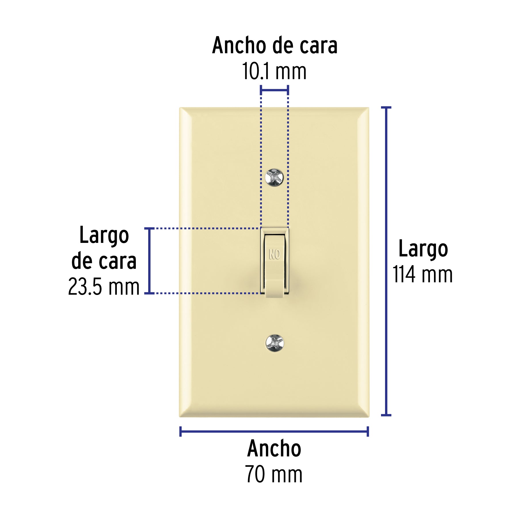 Placa armada interruptor sencillo, línea Standard, marfil