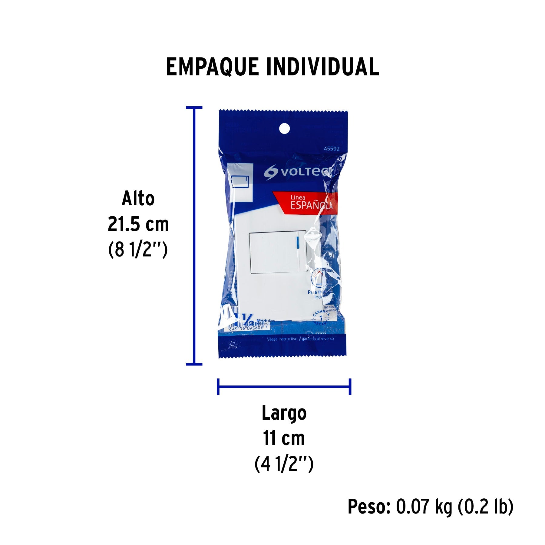 Placa armada 1 interruptor, 1.5 módulos, Española, blanco - Empaque