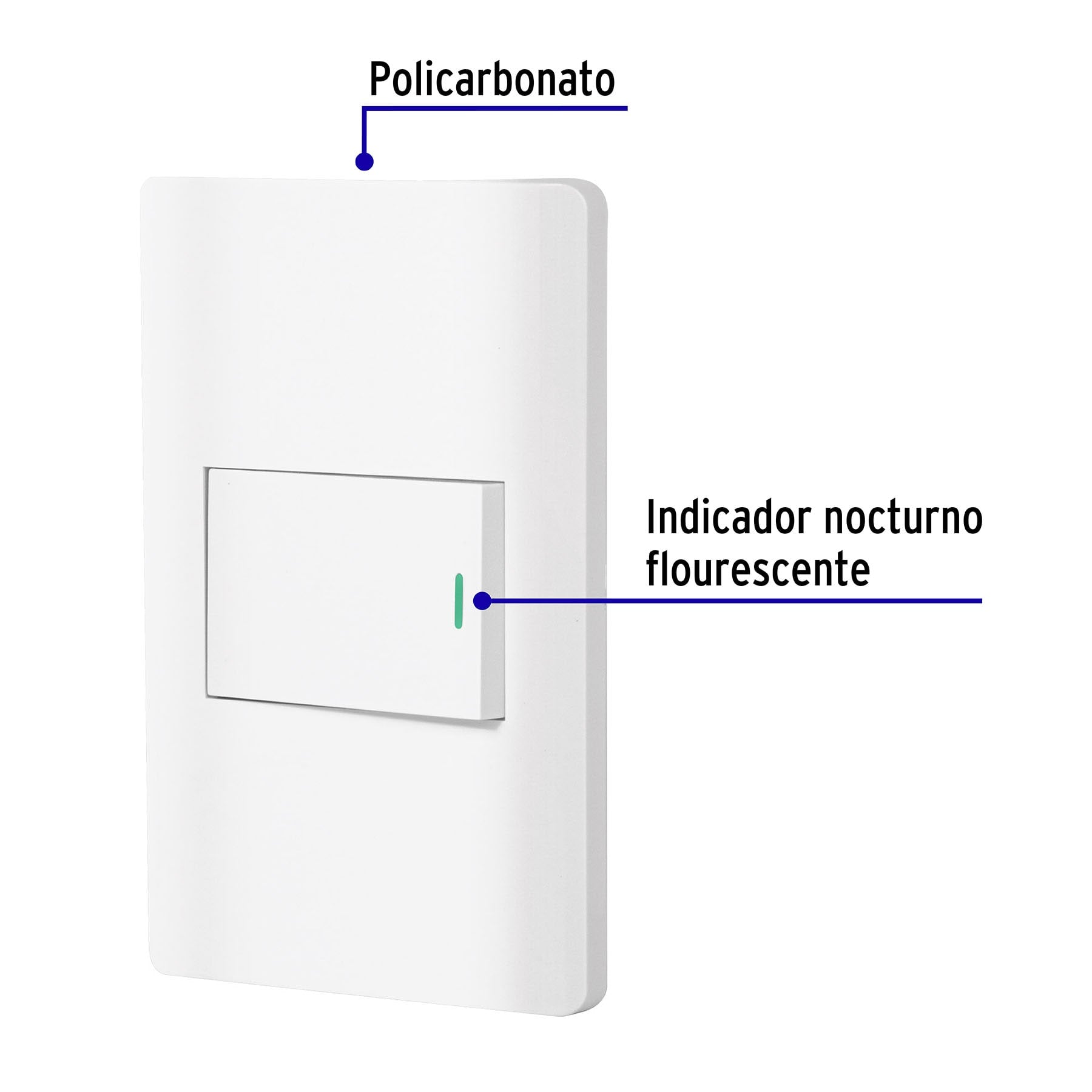 Placa armada blanca 1 interruptor de 3 vías 1.5 mód, Lisboa