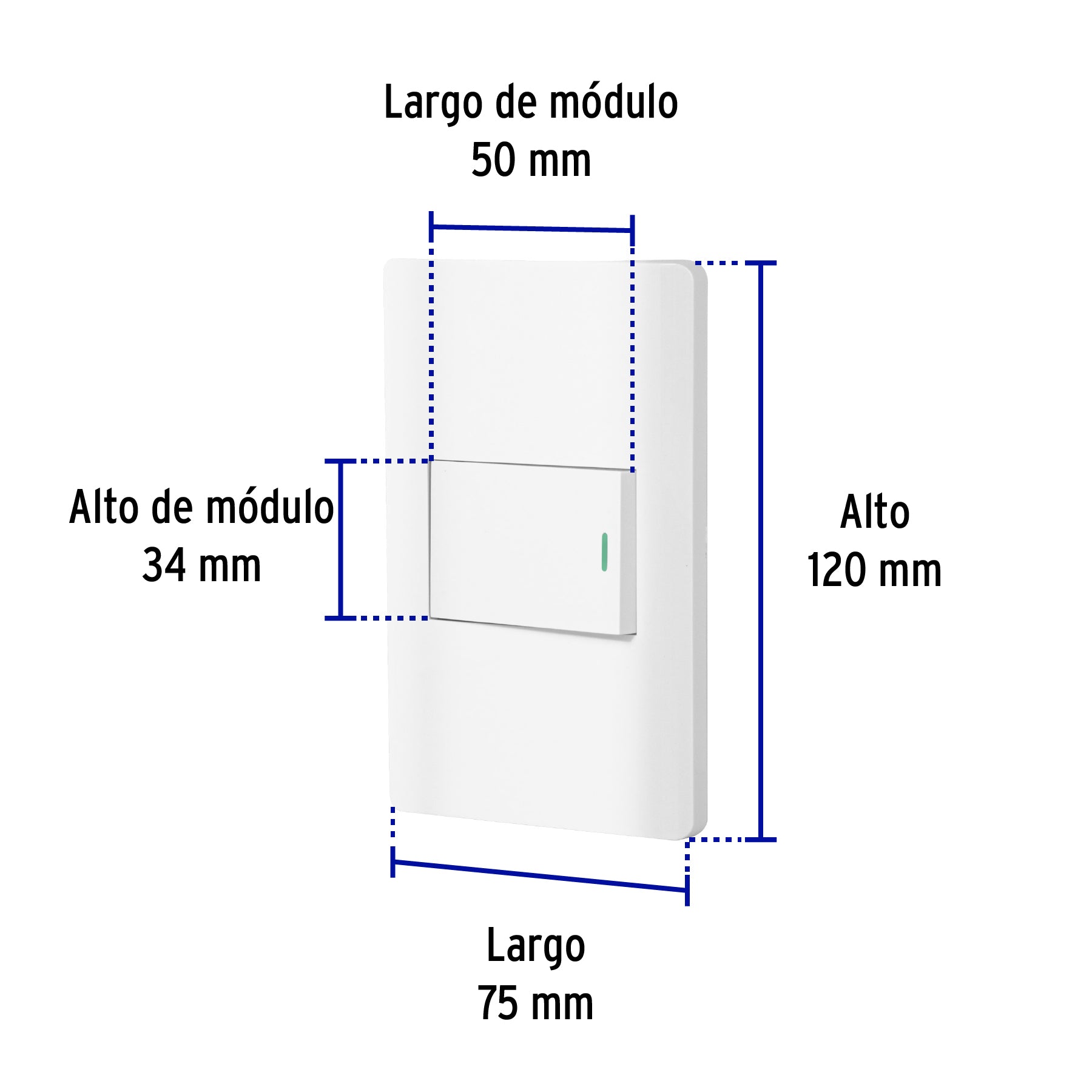 Placa armada blanca 1 interruptor de 3 vías 1.5 mód, Lisboa