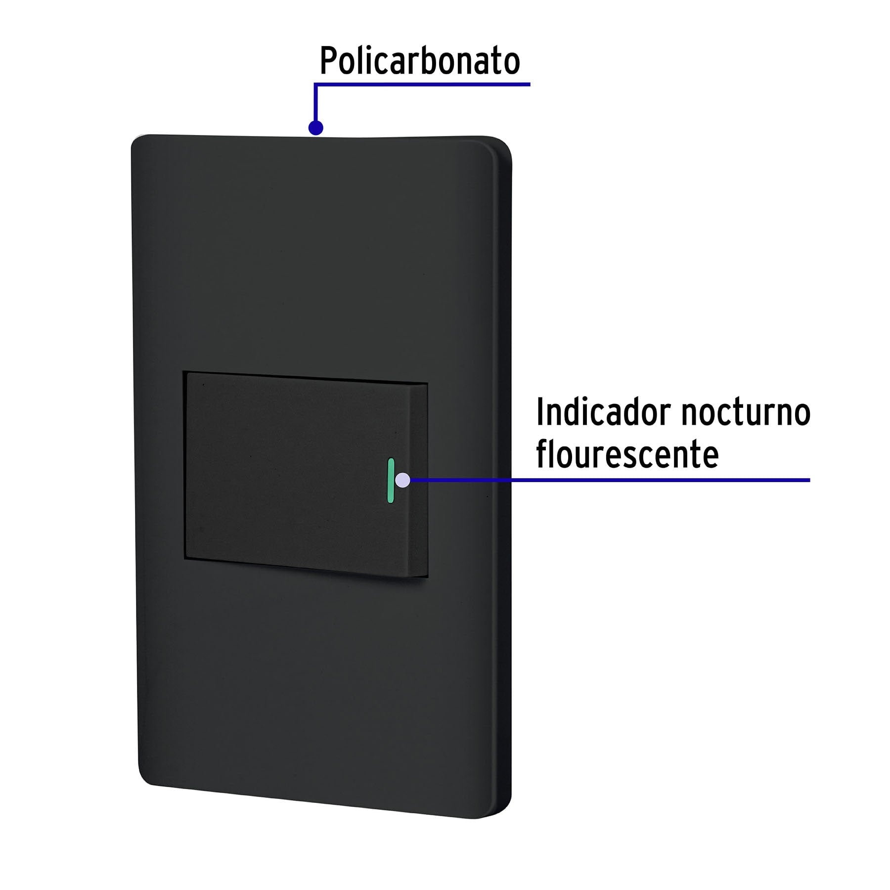 Placa armada negra 1 interruptor de 3 vías 1.5 mód, Lisboa
