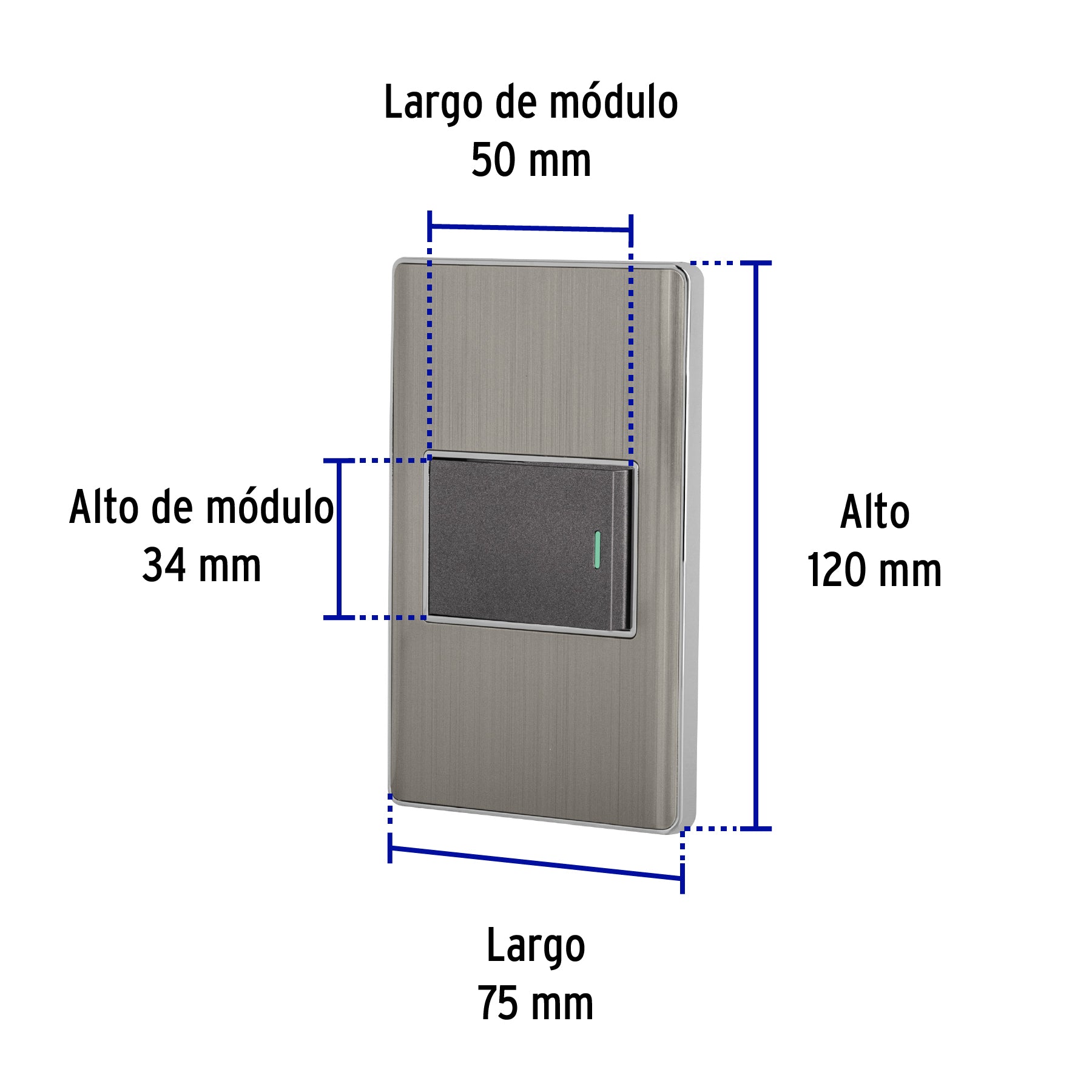Placa armada acero inox 1 interruptor 1.5 módulos, Lisboa