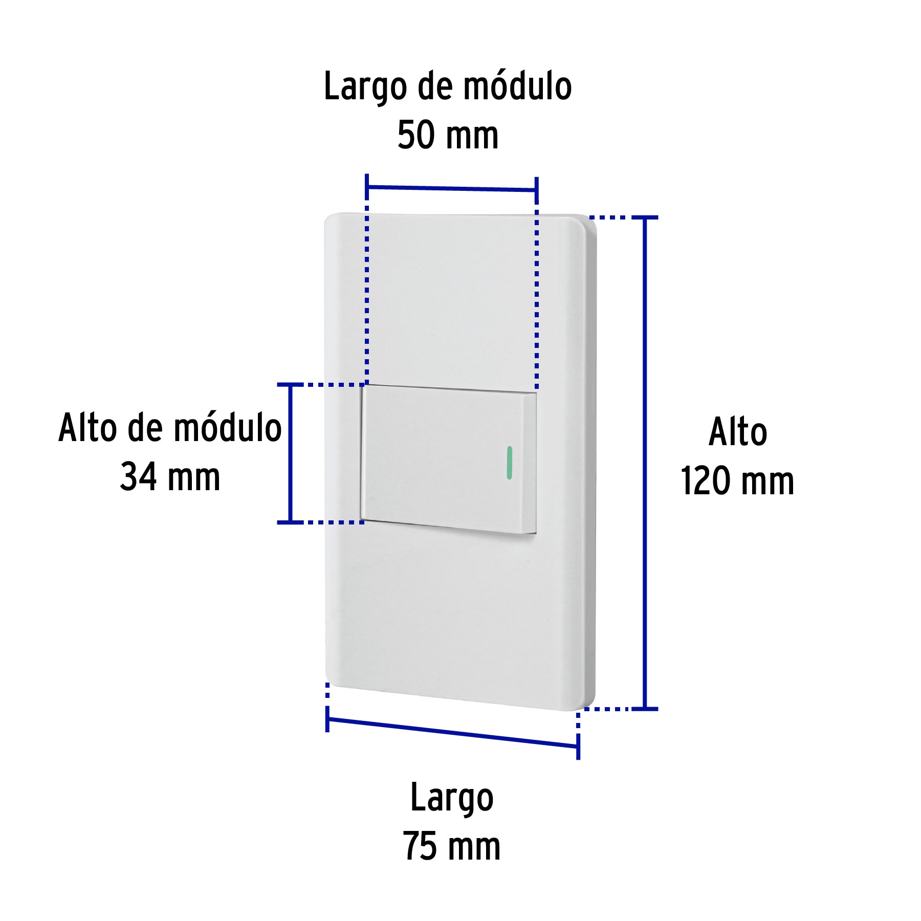 Placa armada blanca 1 interruptor 1.5 módulos, Lisboa