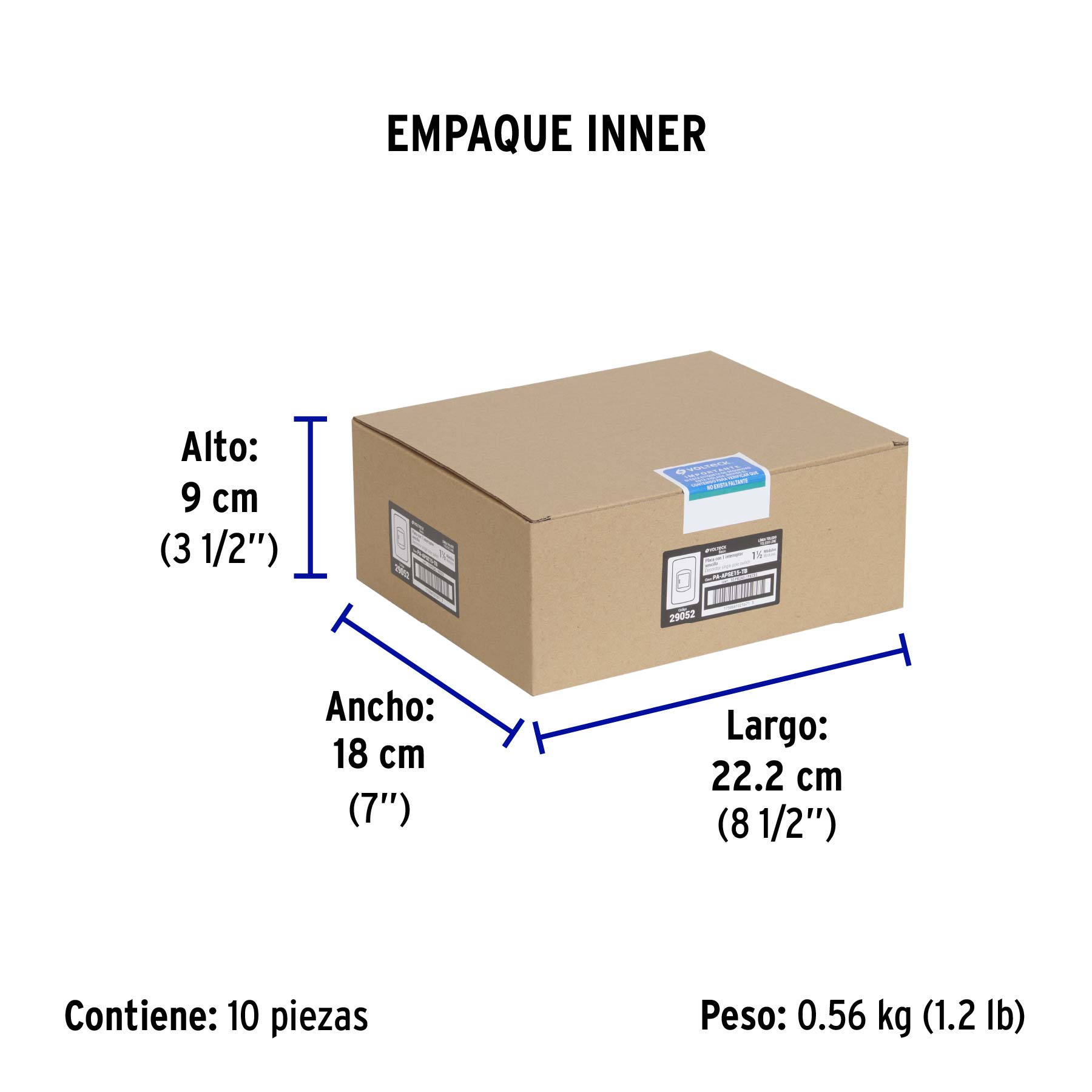 Placa armada 1 interruptor 1.5 módulos, Toledo, BASIC - Empaque