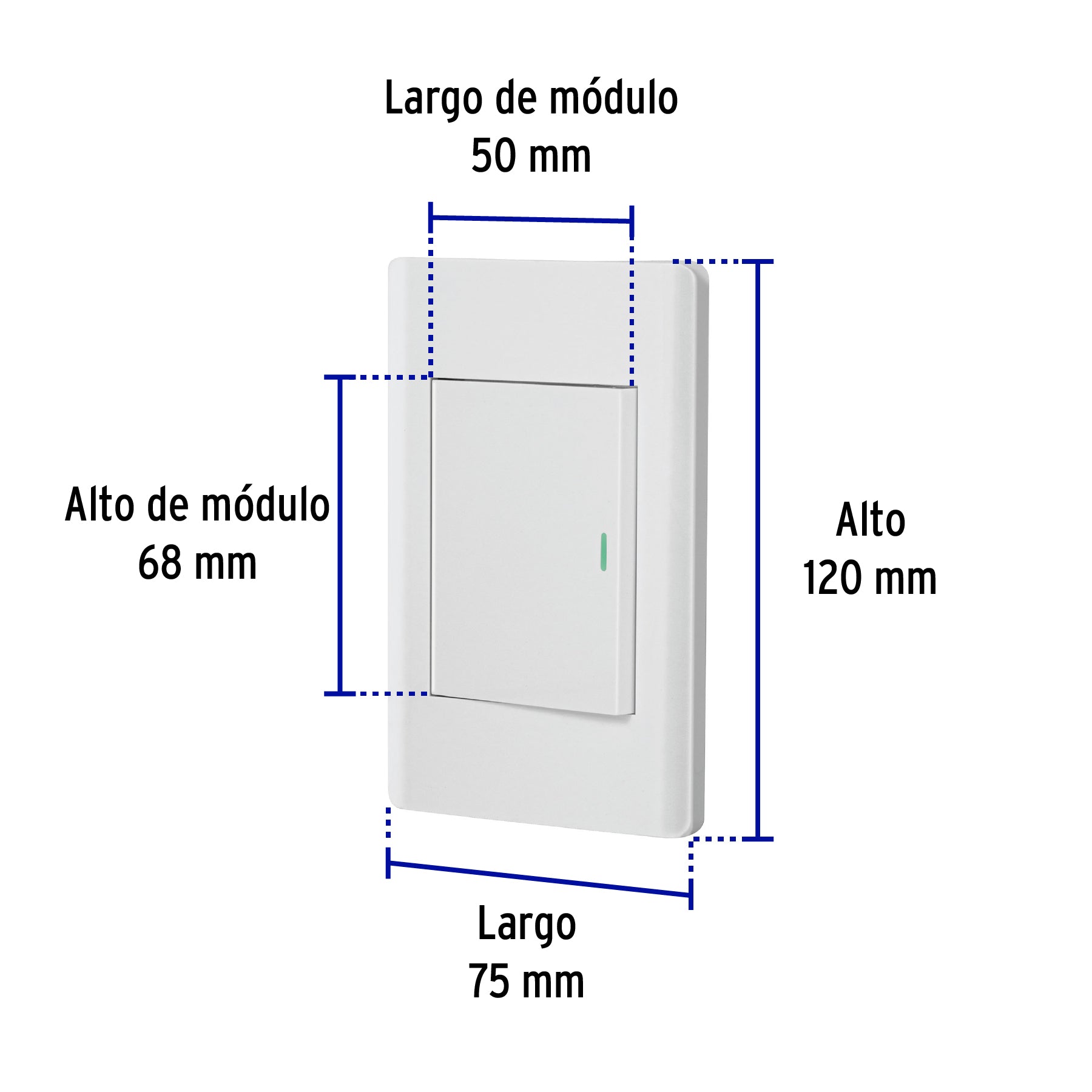 Placa armada blanca 1 interruptor 3 módulos, Lisboa, VOLTECK