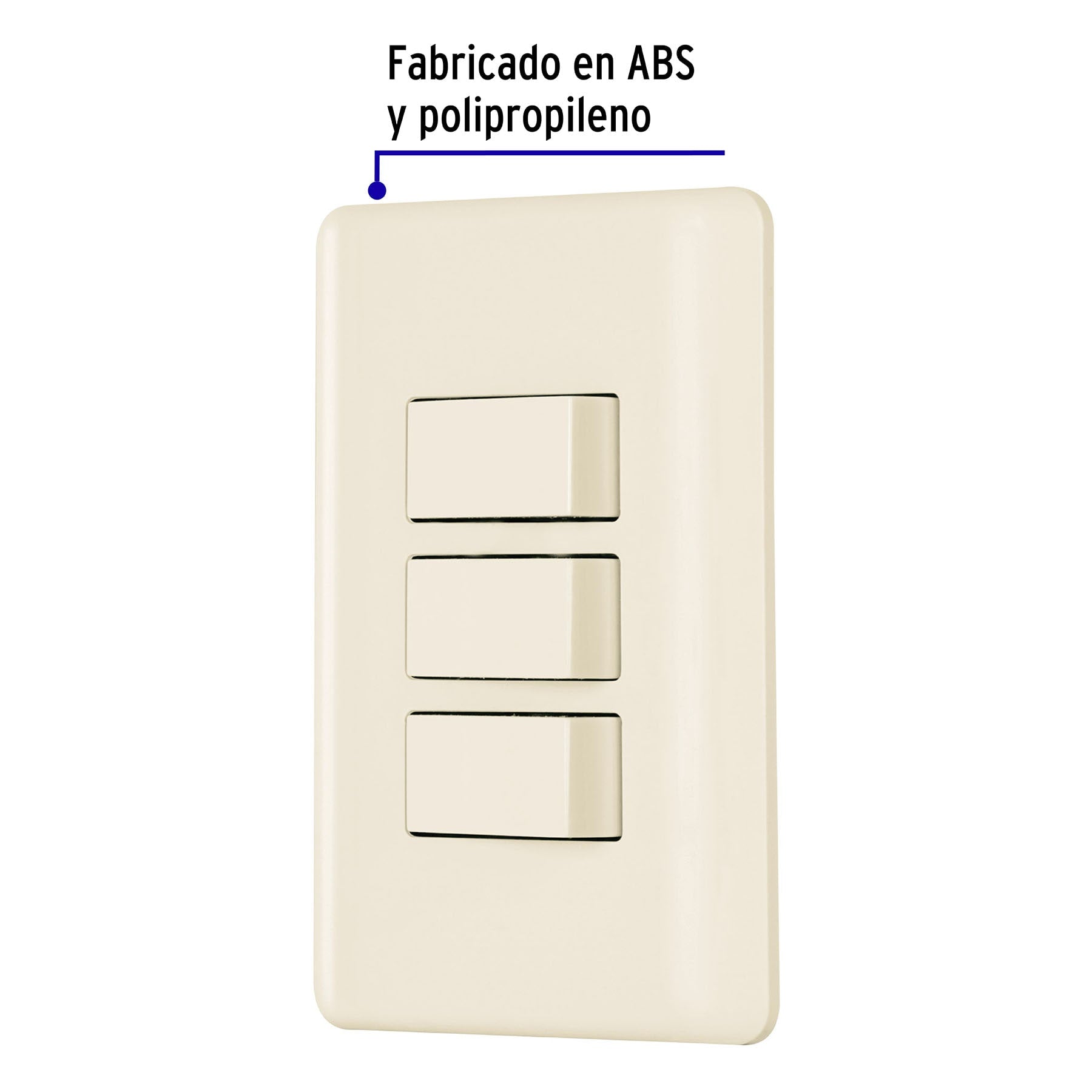 Placa armada 3 interruptores, marfil, VOLTECK