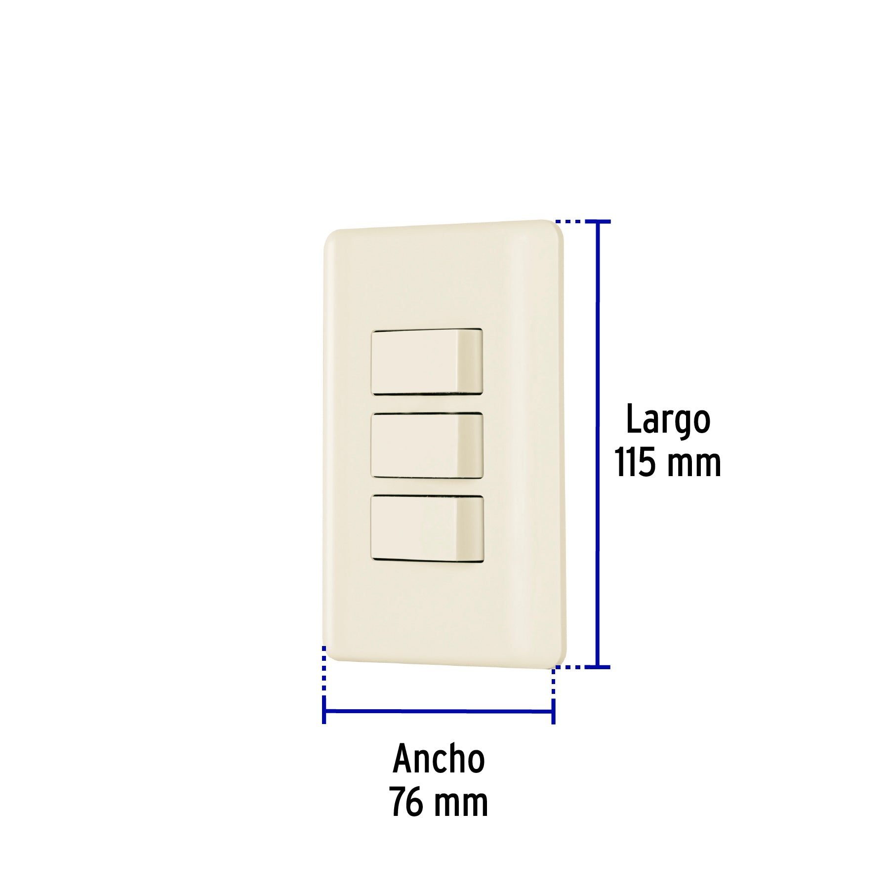 Placa armada 3 interruptores, marfil, VOLTECK