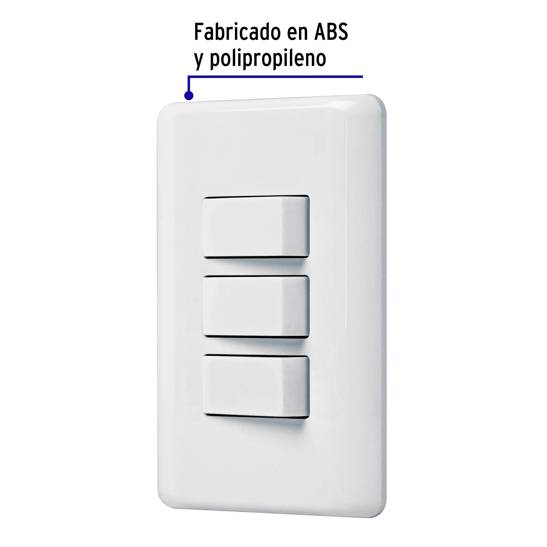 Placa armada con 3 interruptores sencillos, VOLTECK BASIC